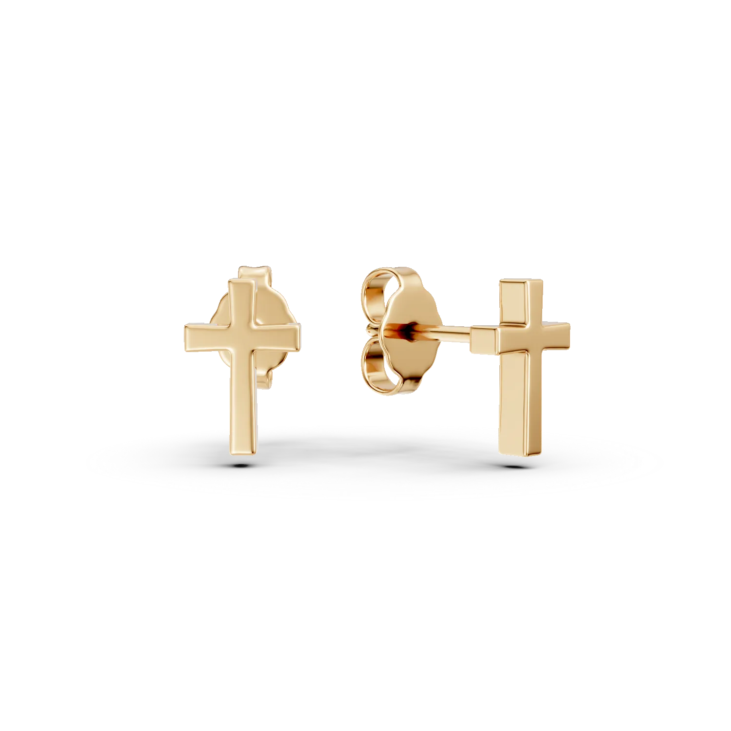 Cercei cu cruciulite din aur galben de 14K