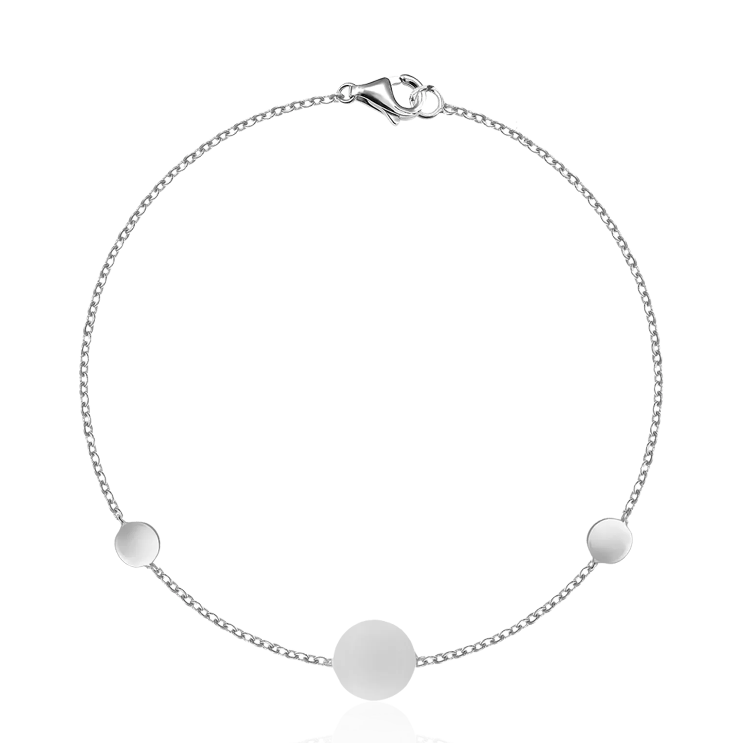 White gold bracelet with round pendant