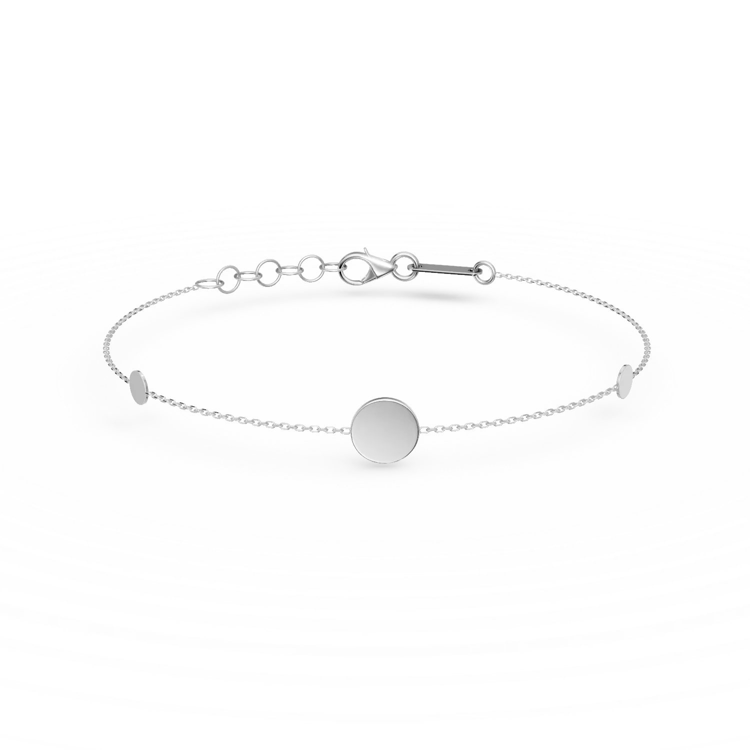 Bratara din aur alb cu pandantiv rotund