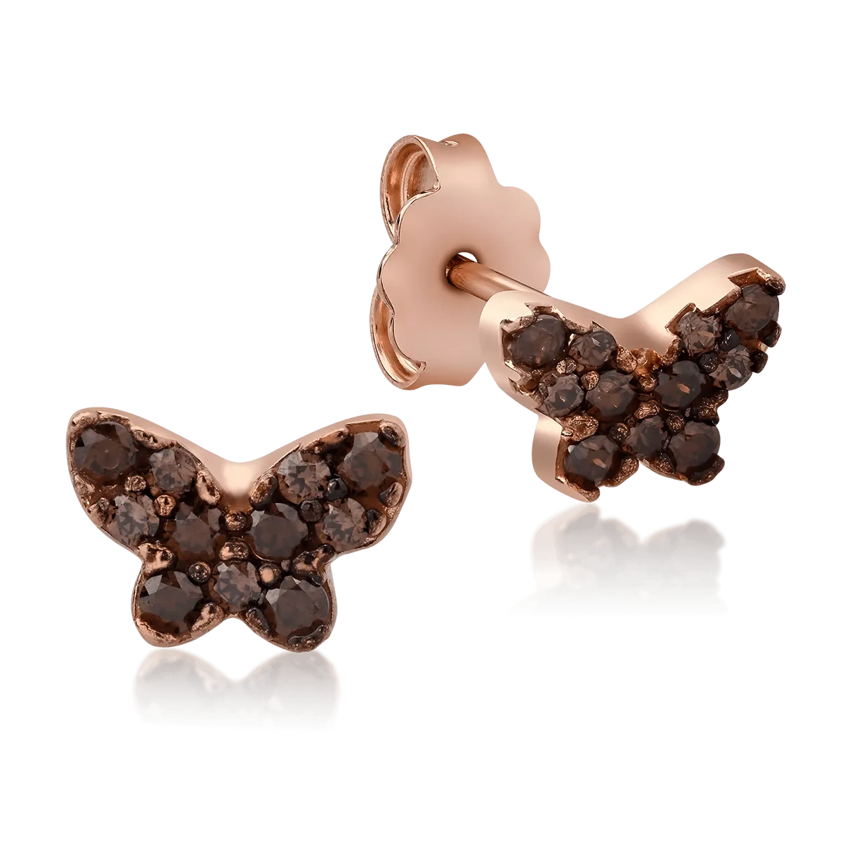 14K rose gold butterfly earrings