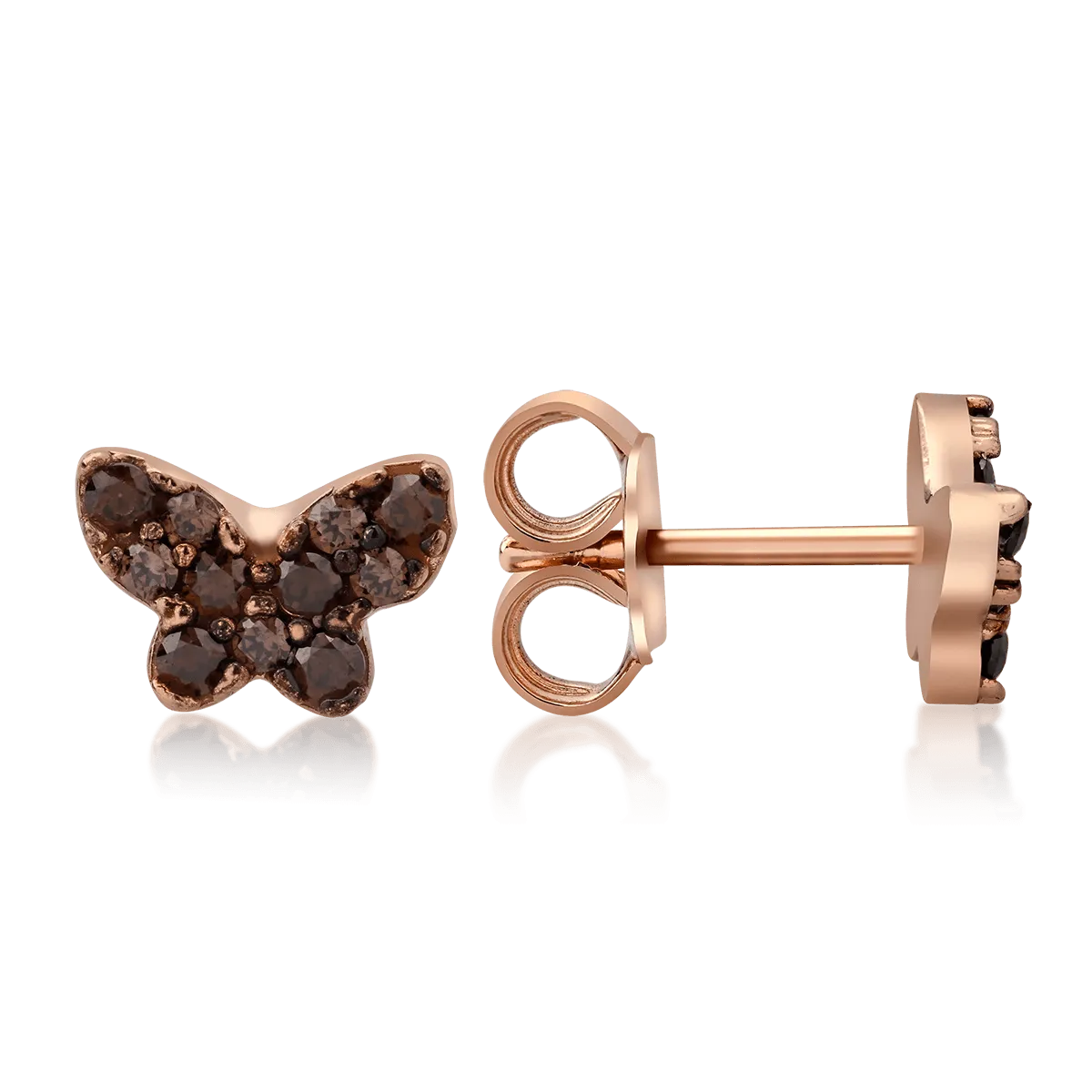 14K rose gold butterfly earrings