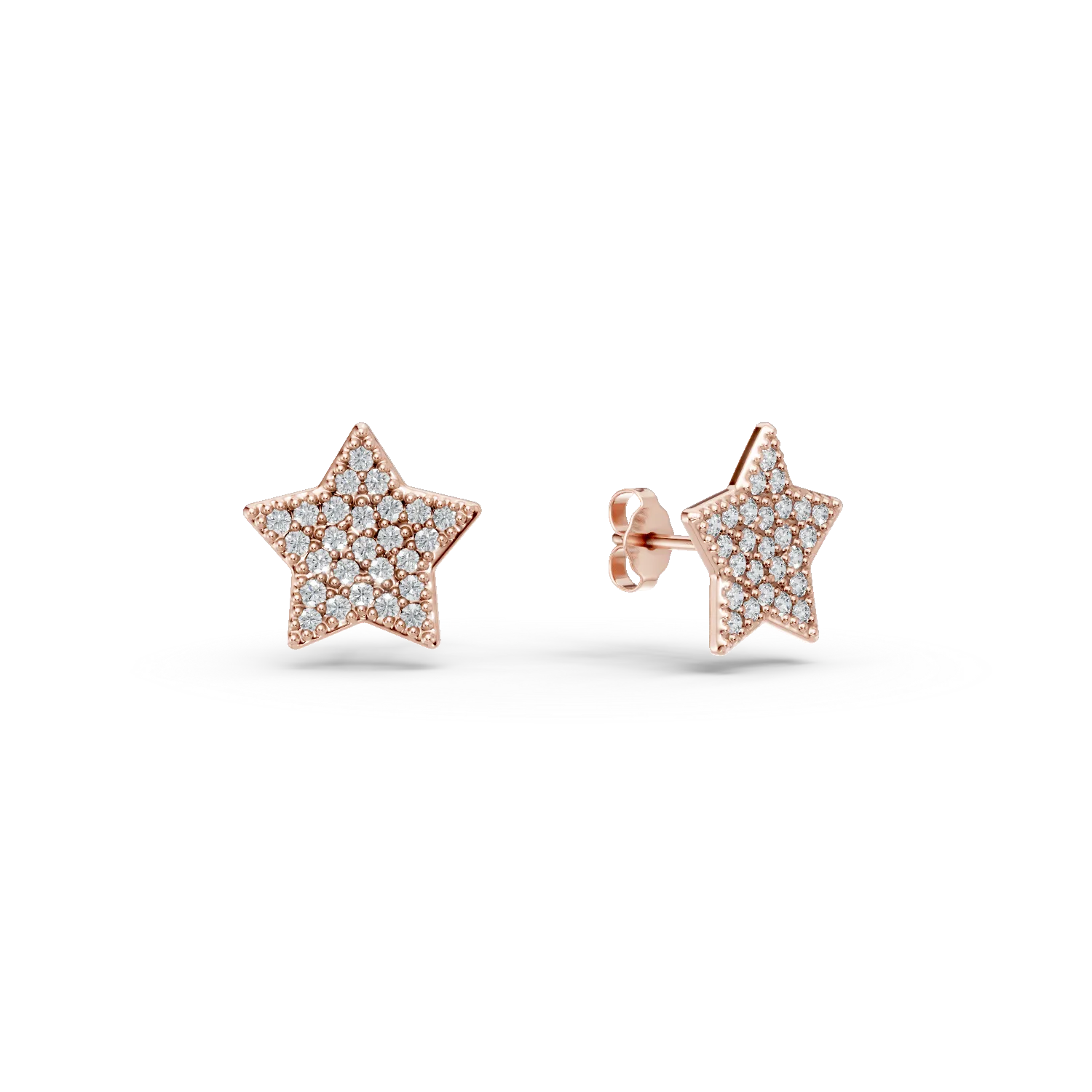 14K rose gold star earrings