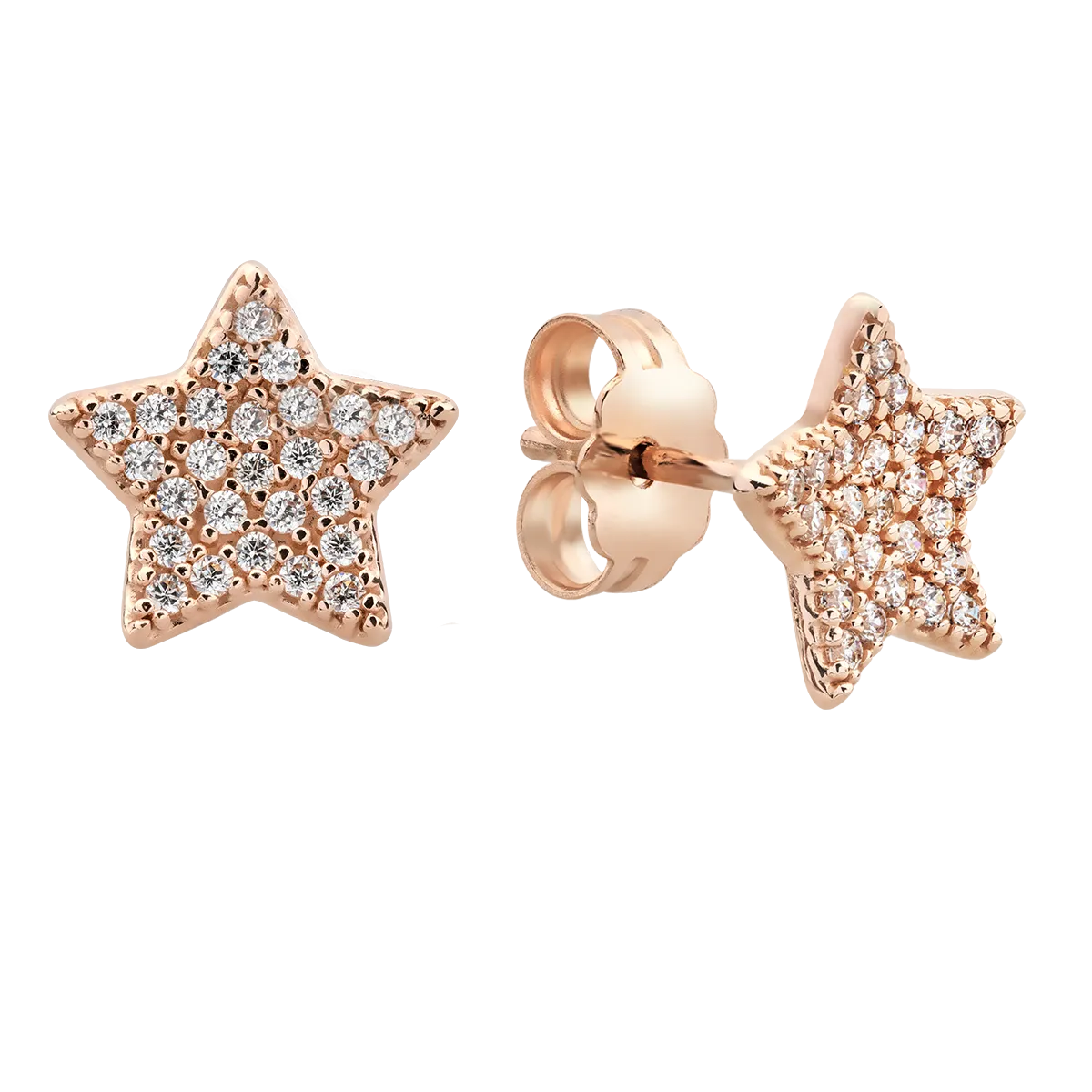 14K rose gold star earrings