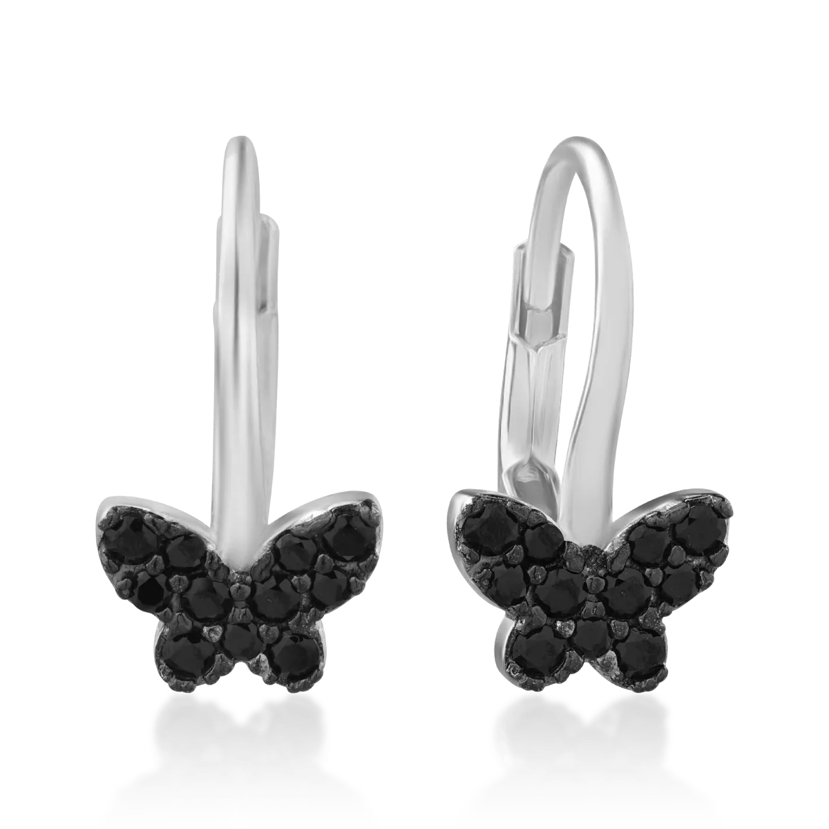 14K white gold butterflies earrings