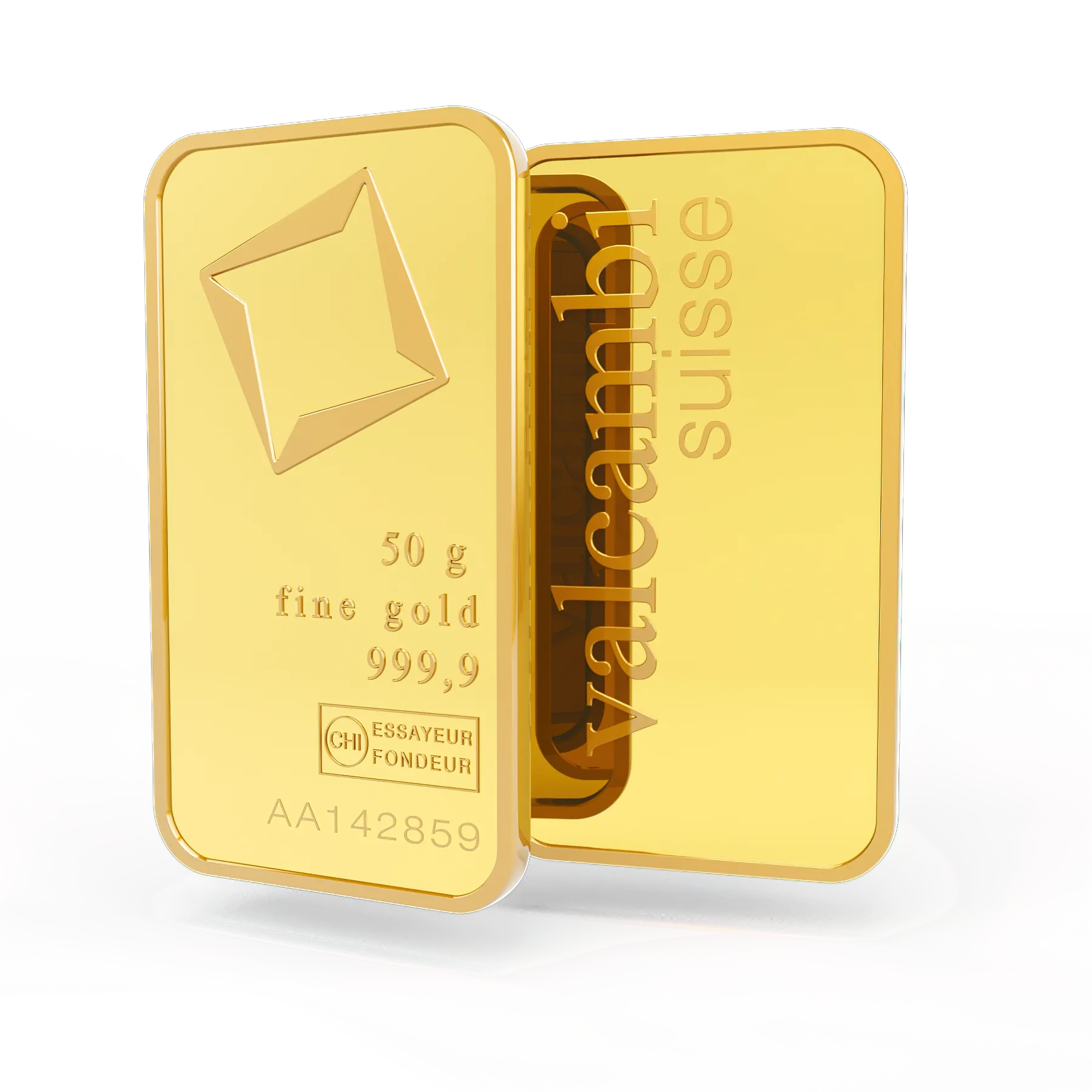 50g gold bar. Switzerland. Fine Gold. 999.9