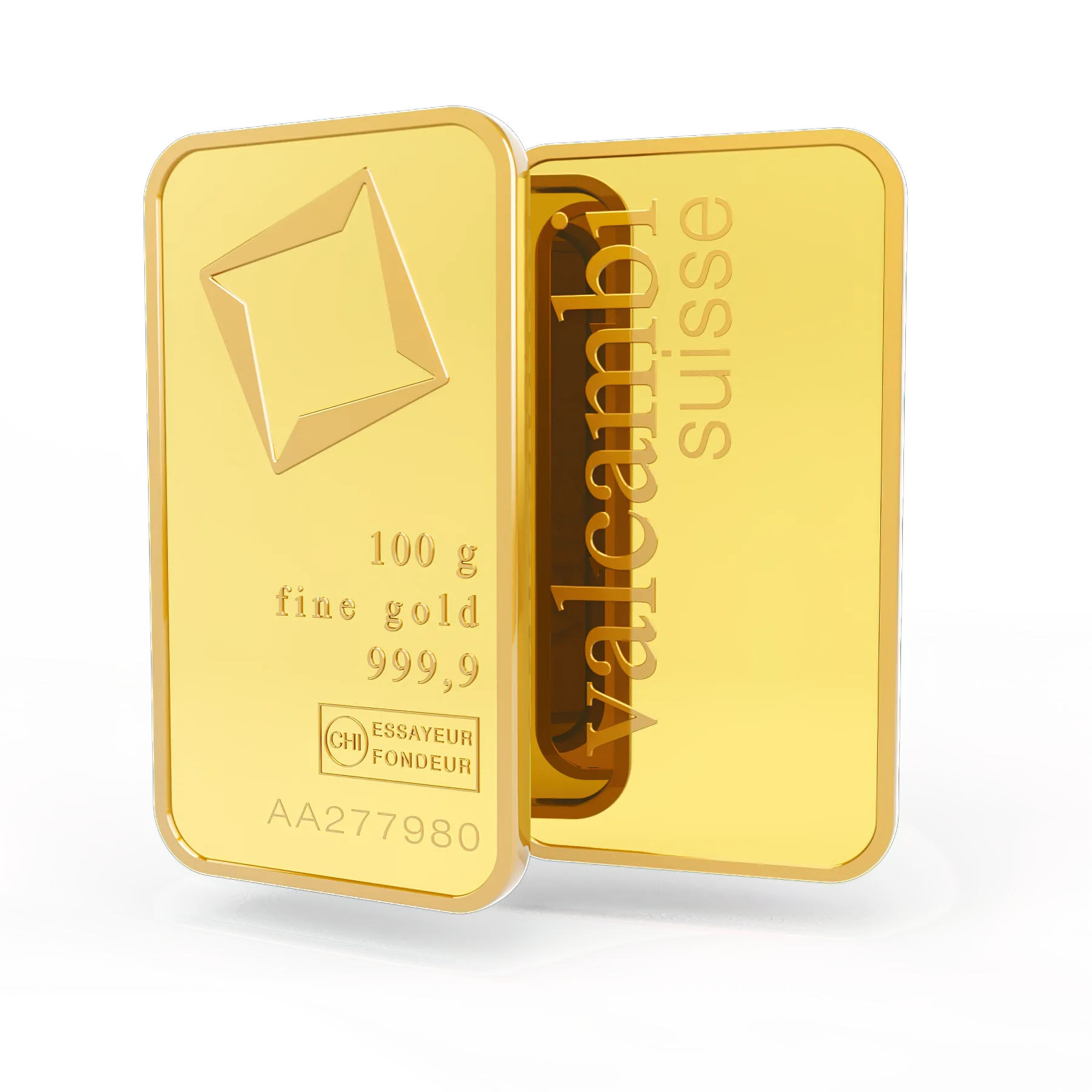 100g gold bar. Switzerland. Fine Gold. 999.9