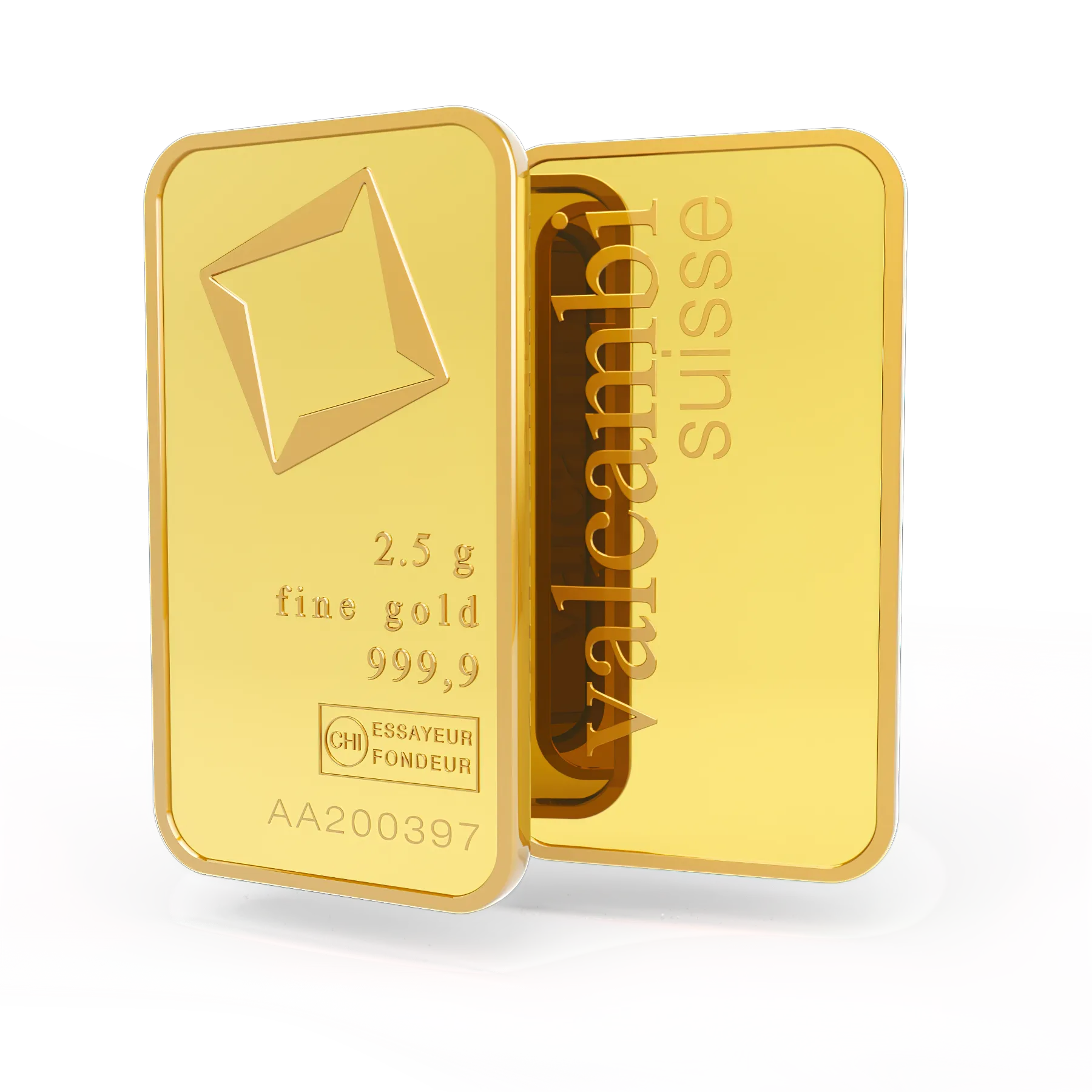 2.5g gold bar. Switzerland. Fine Gold. 999.9