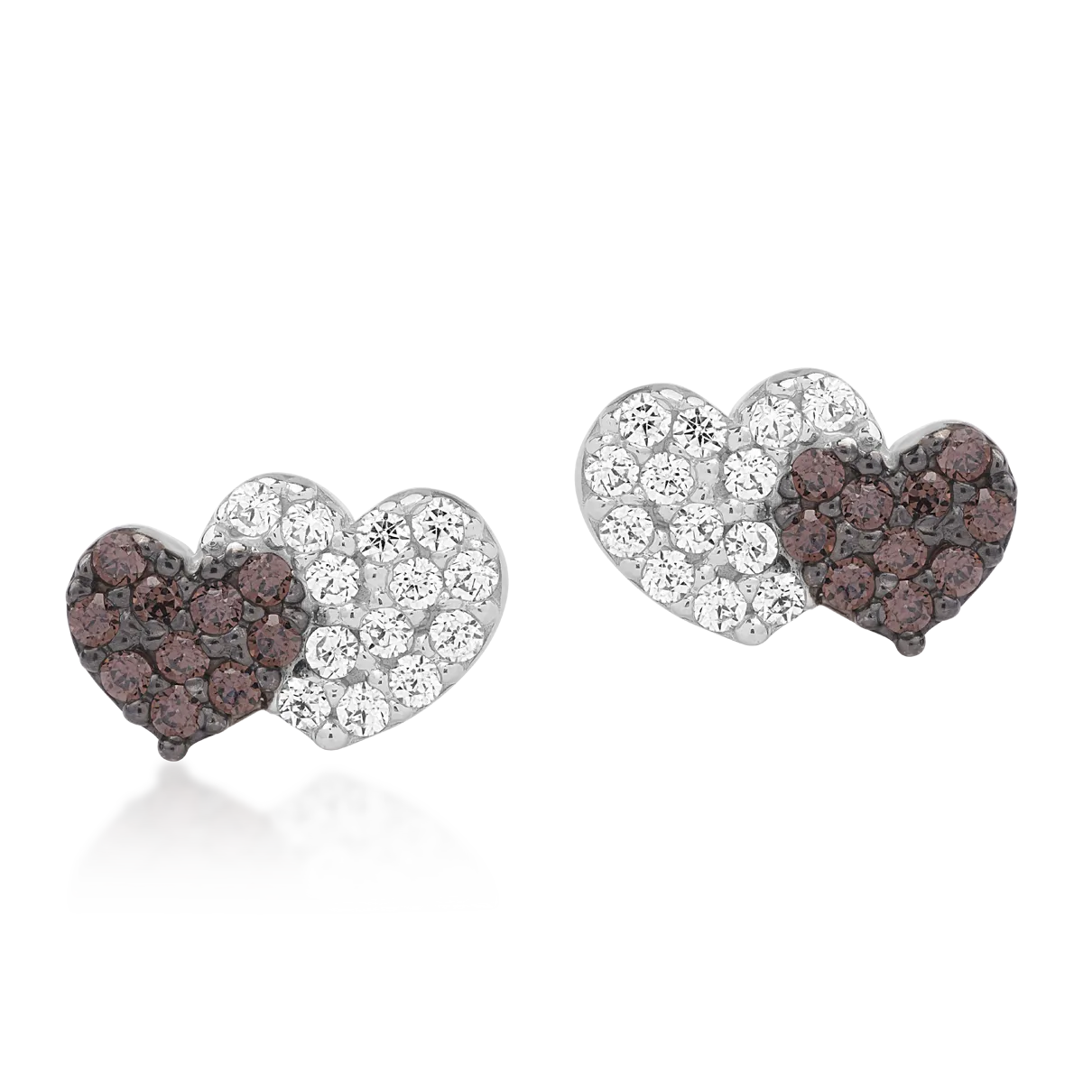 14K white gold heart earrings-1480