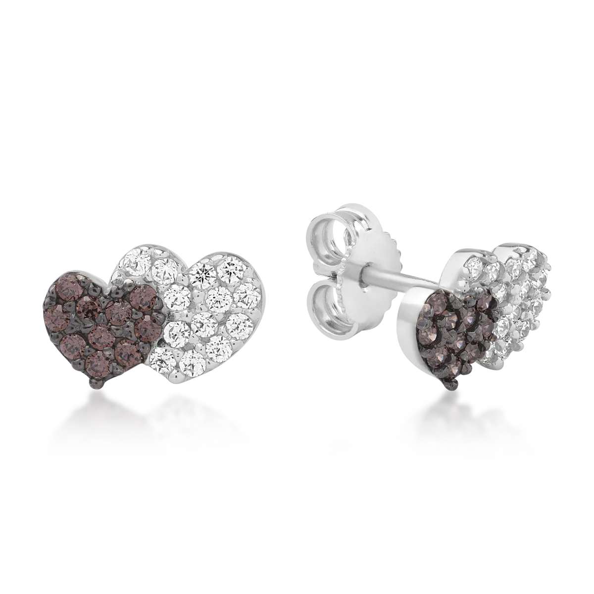 14K white gold heart earrings