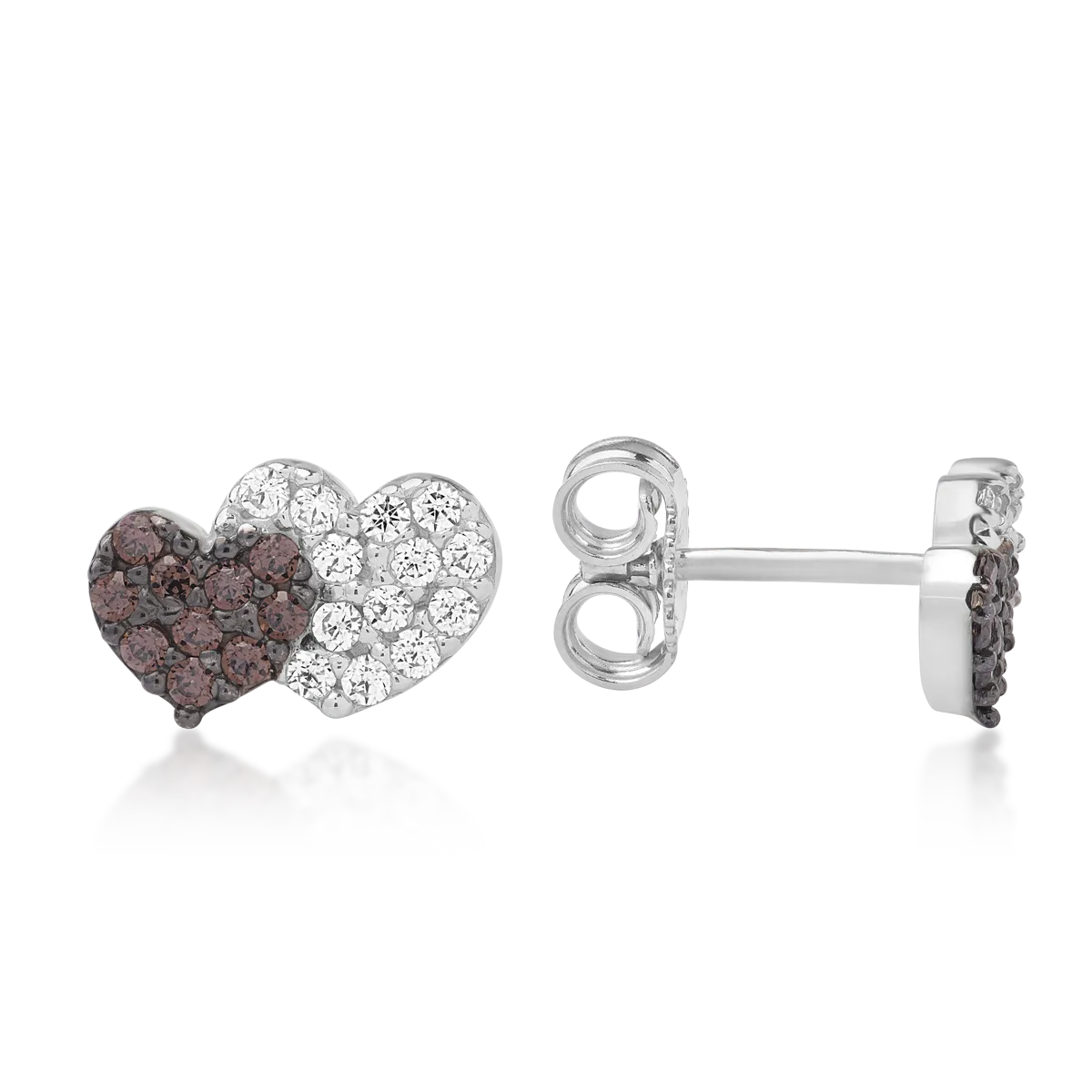 14K white gold heart earrings
