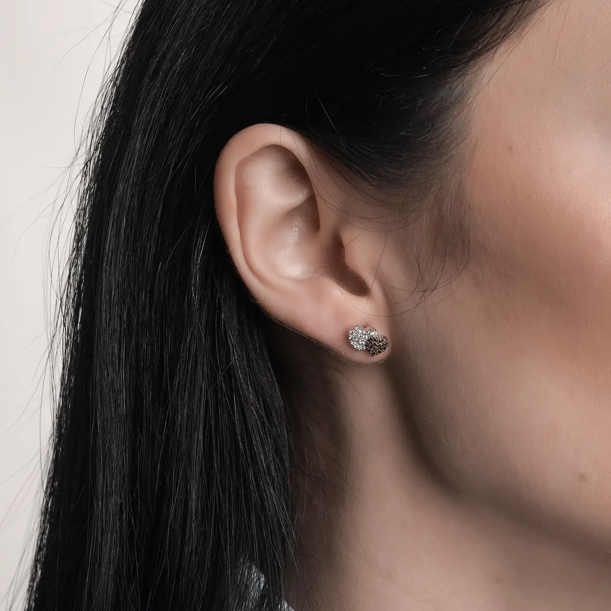 14K white gold heart earrings