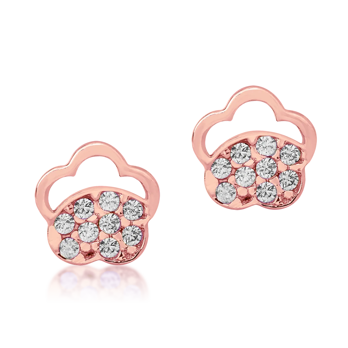 Cercei floricele din aur roz de 14K