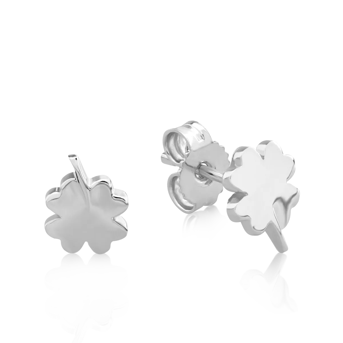 Cercei trifoi din aur alb de 14K