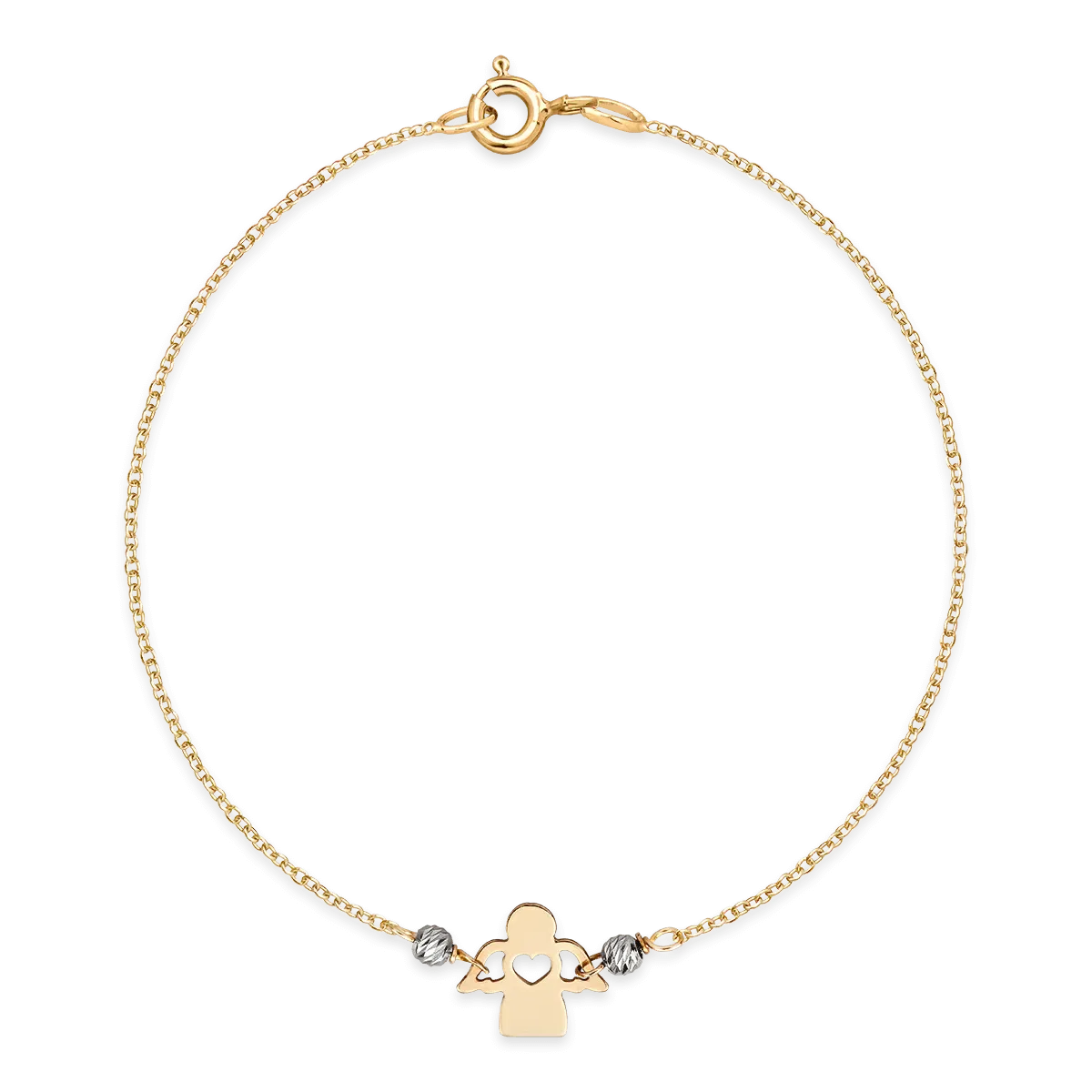 14K white-yellow gold bracelet with angel charm