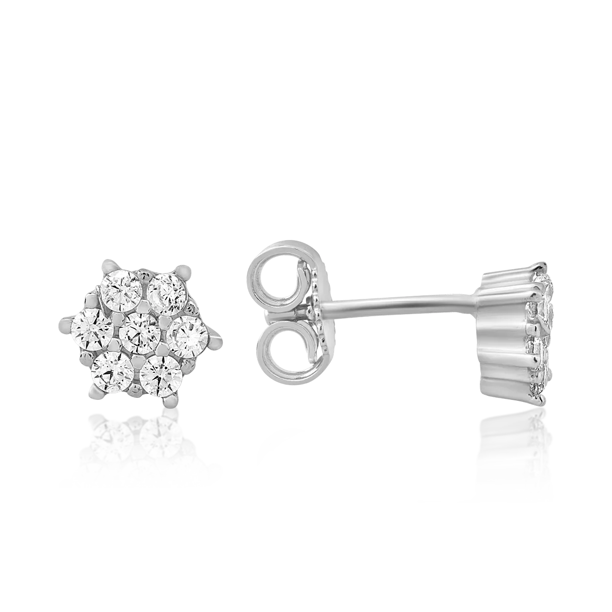 Cercei din aur alb de 14K