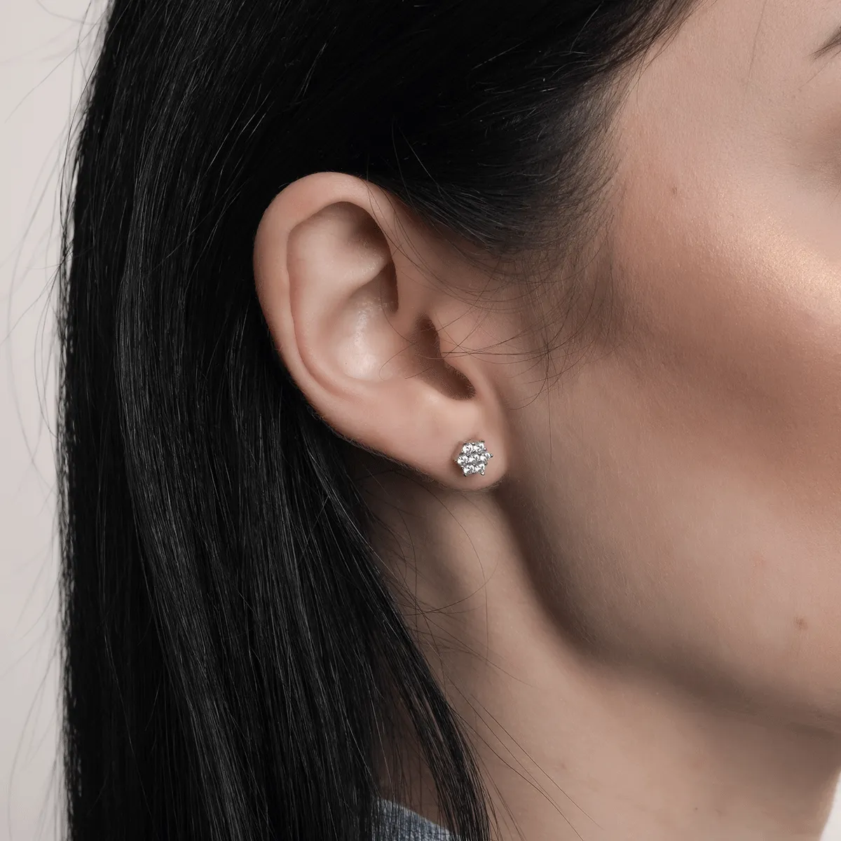 Cercei din aur alb de 14K