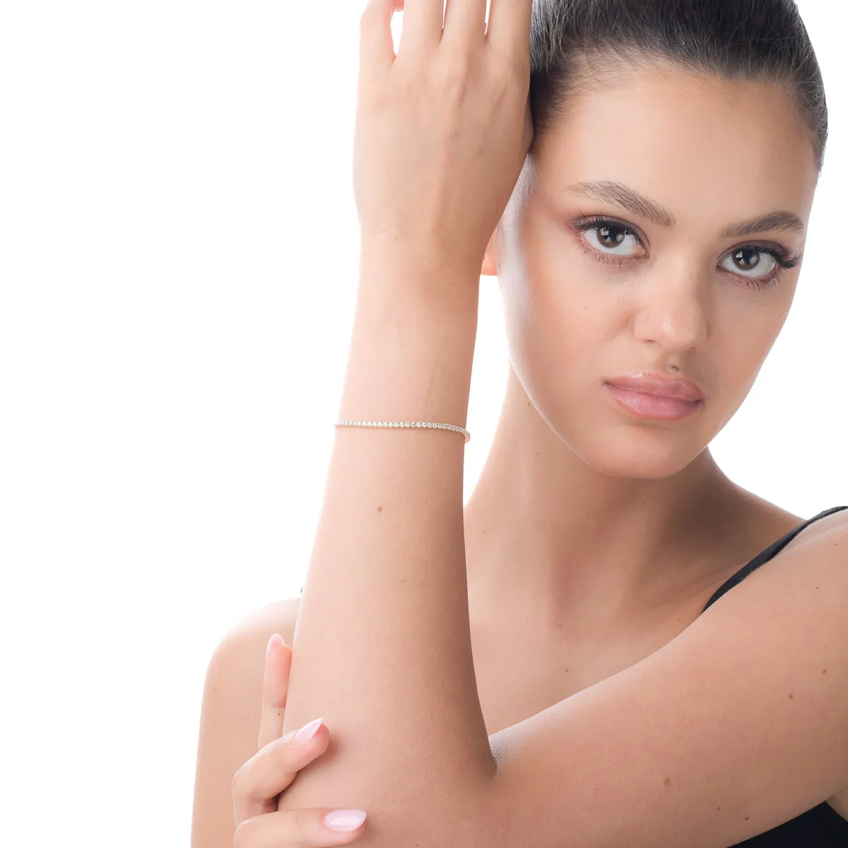 Bratara tennis din aur galben cu zirconii