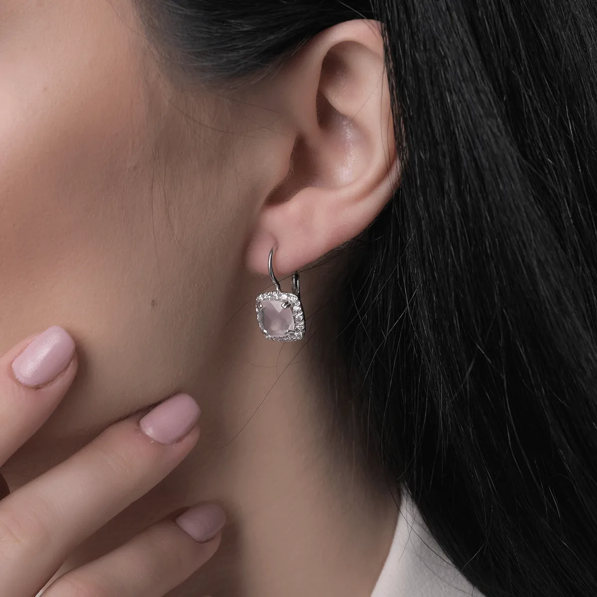 Kolczyki z białego 14K złota