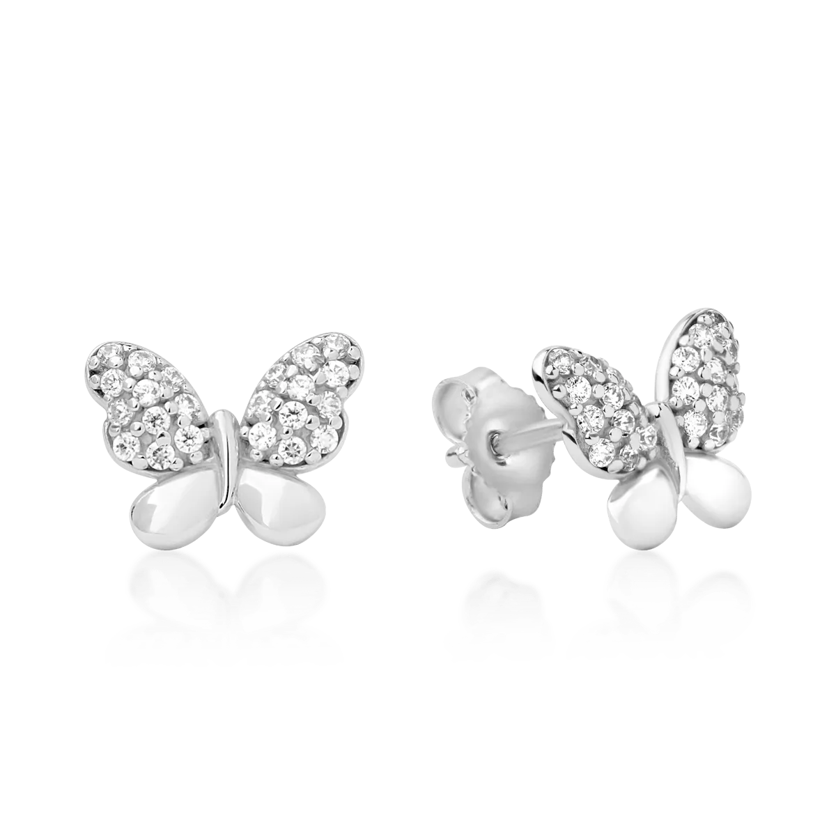 Cercei fluturasi din aur alb