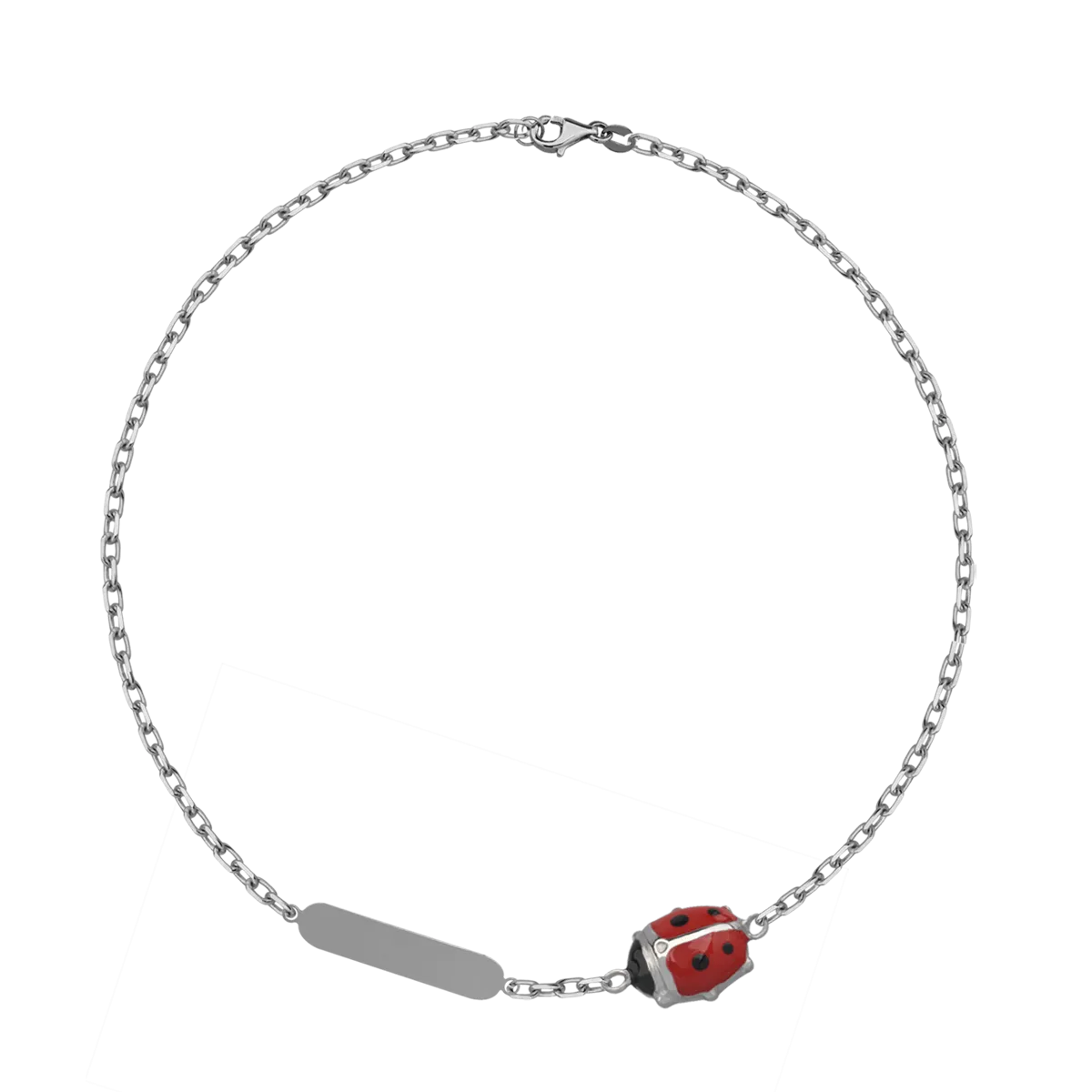 14K white gold children's bracelet with ladybug charm
