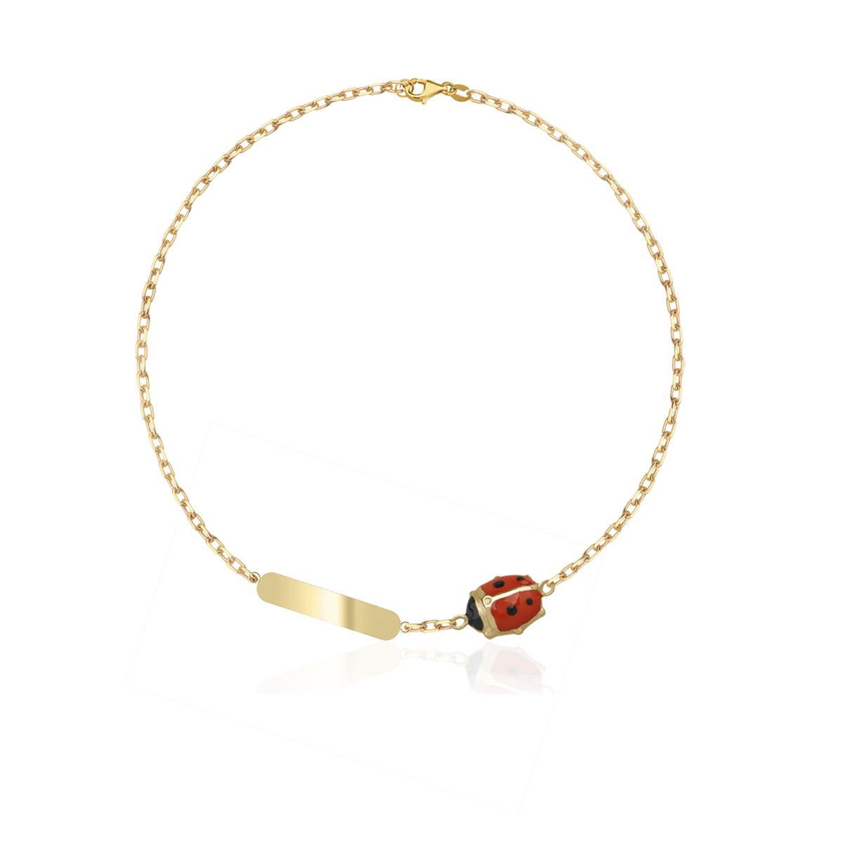 14K yellow gold children's bracelet with ladybug charm