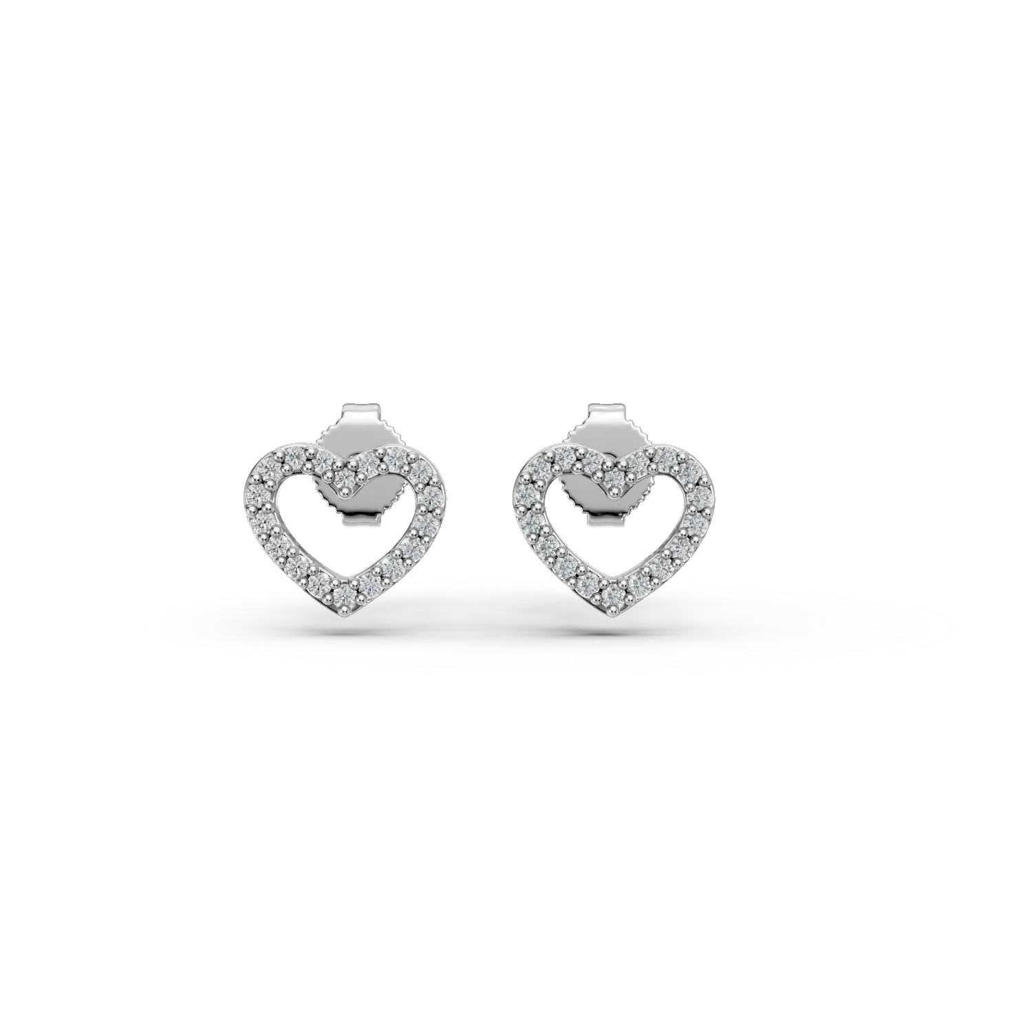 14K white gold hearts earrings