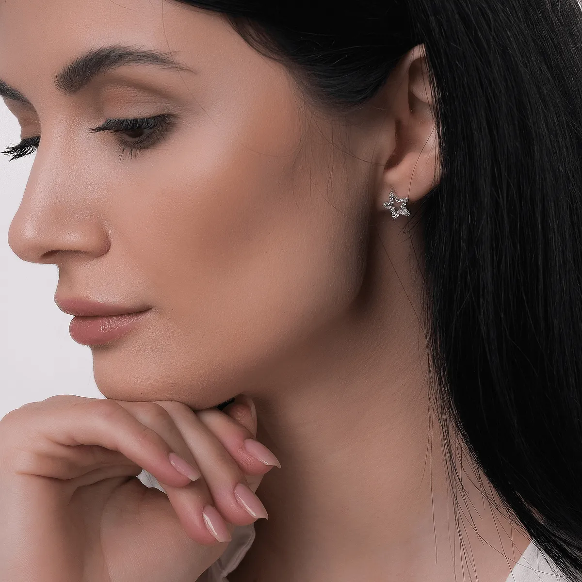 Обеци от бяло злато 14К