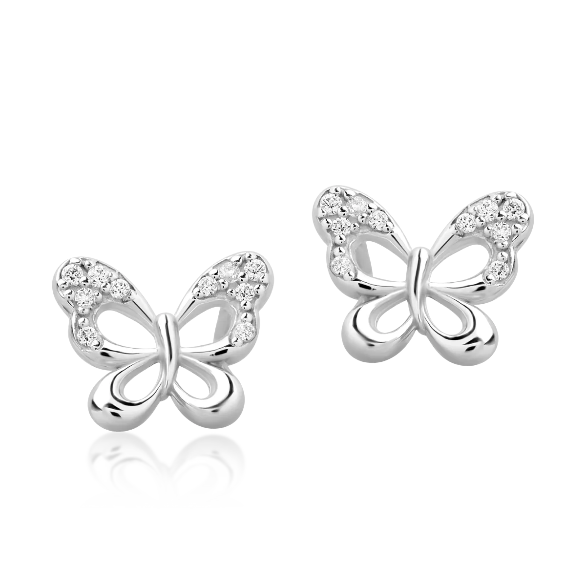 14K white gold butterfly earrings