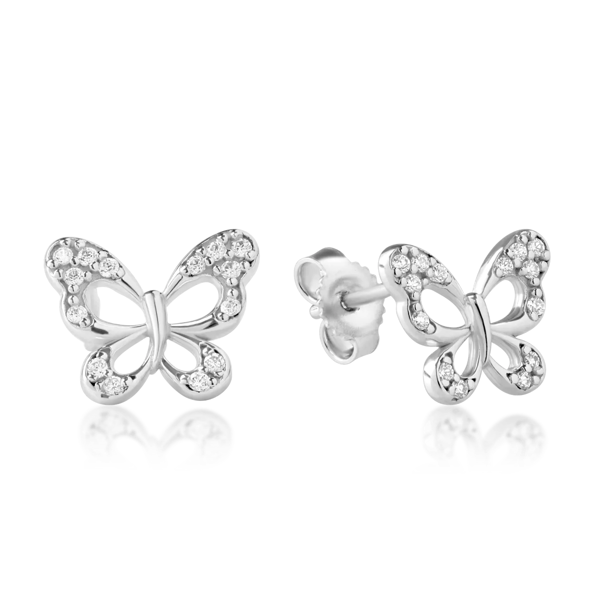 Pillangó alakú fülbevaló 14K-os fehér aranyból
