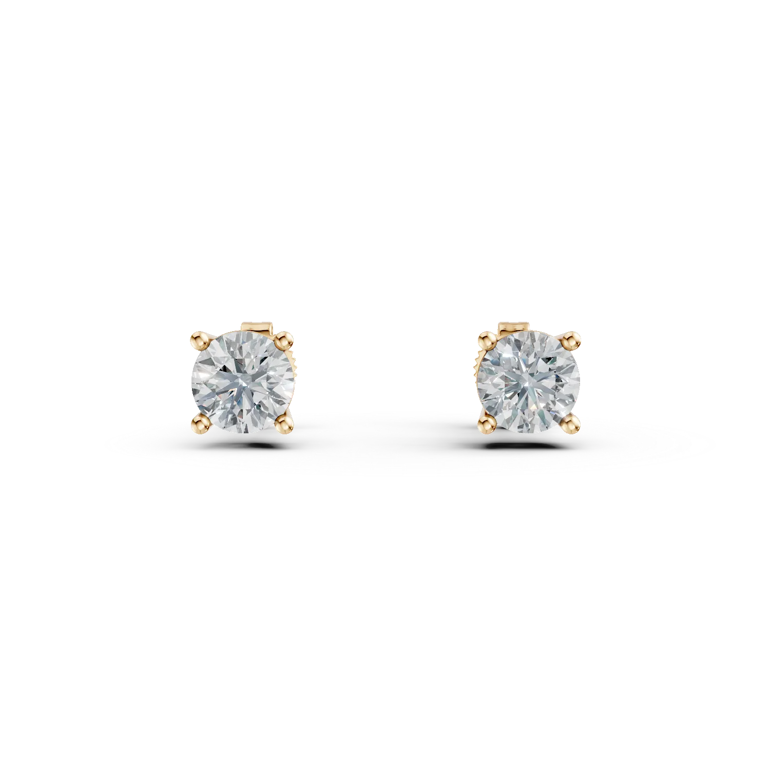 Yellow gold minimalist earrings with solitaire zirconia