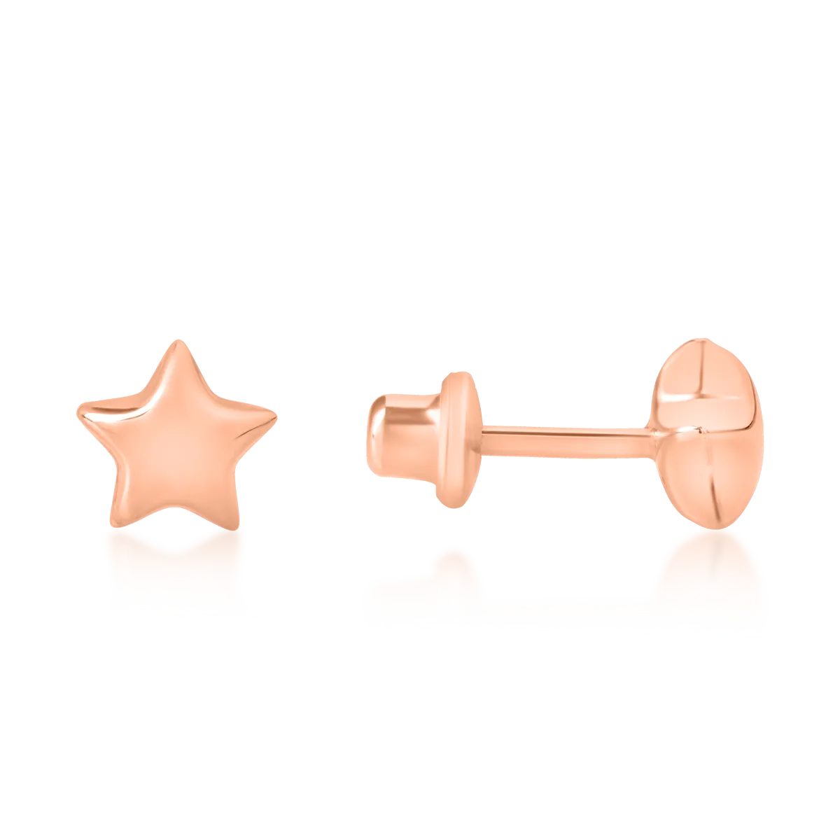 Детски обеци със звезди от 14К розово злато
