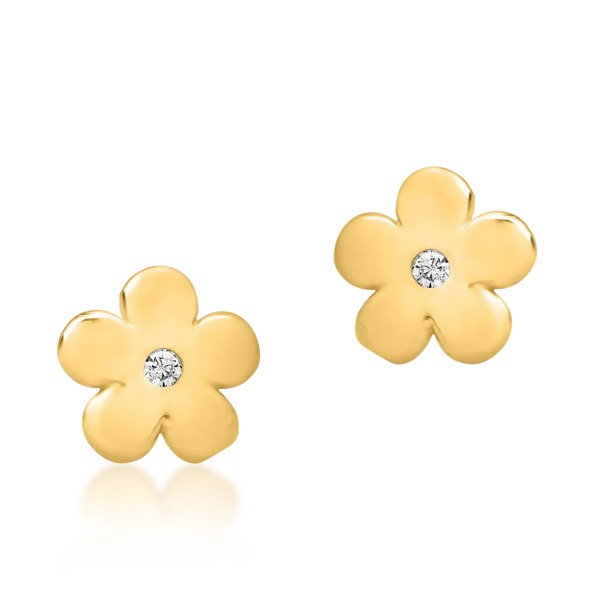 Cercei pentru copii cu floricele din aur galben de 14K