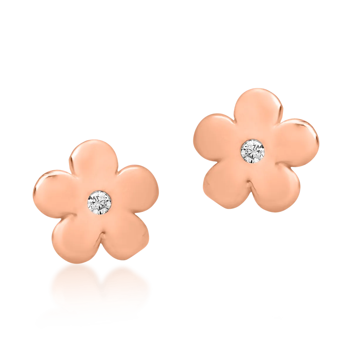 14K rose gold children earrings with flowers