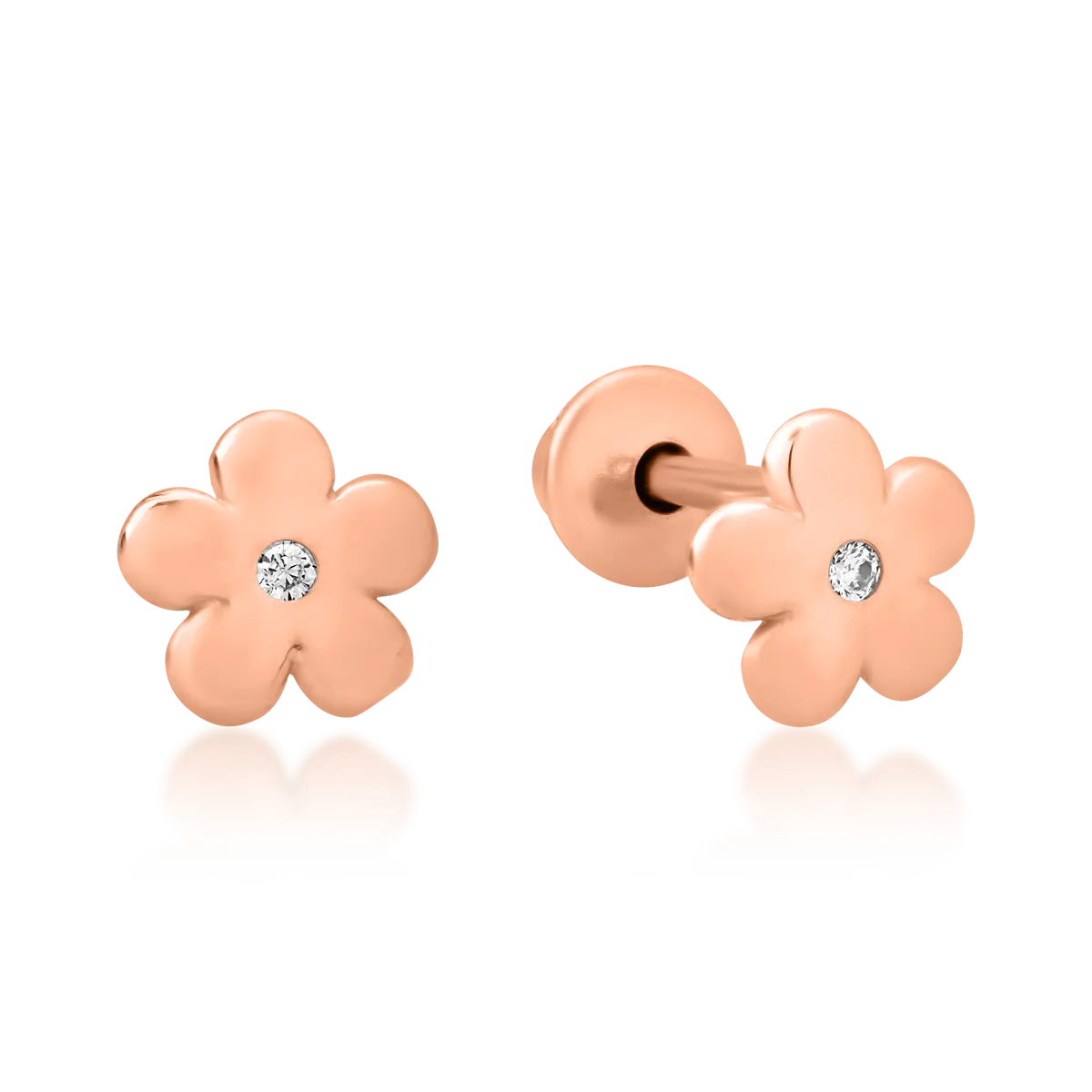 14K rose gold children earrings with flowers