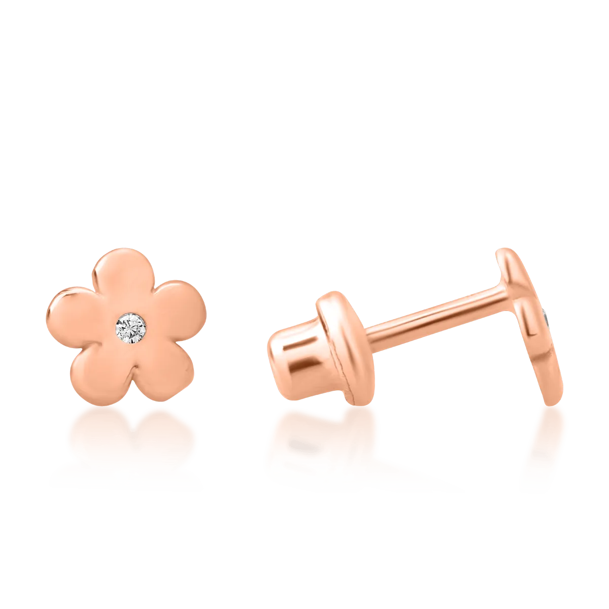 14K rose gold children earrings with flowers