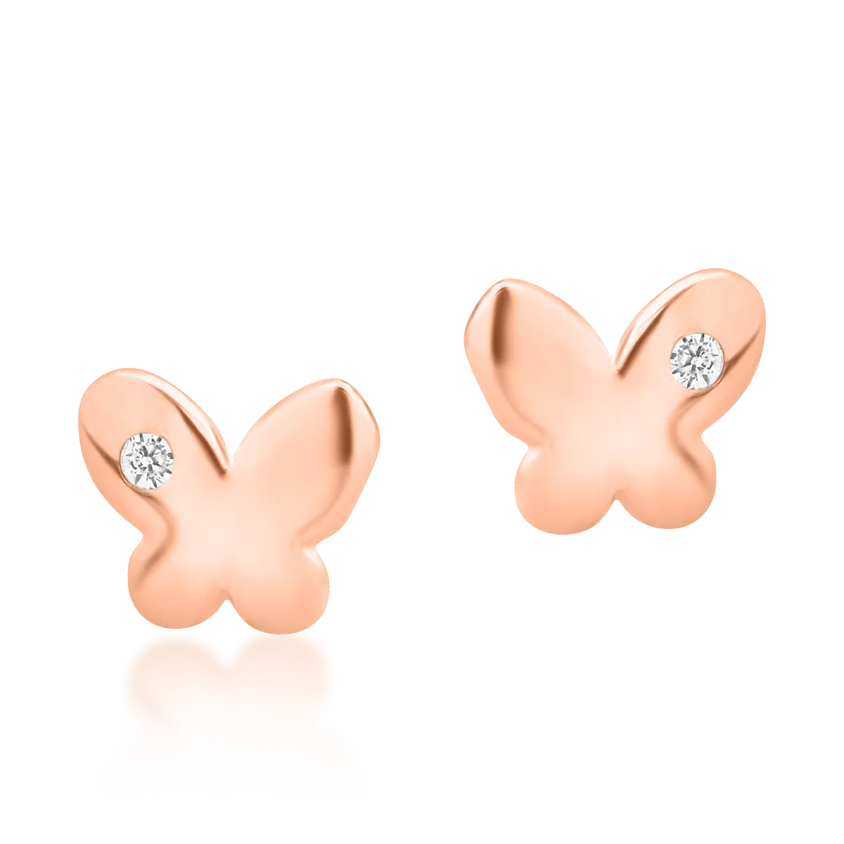 14K rose gold butterfly children earrings-1618