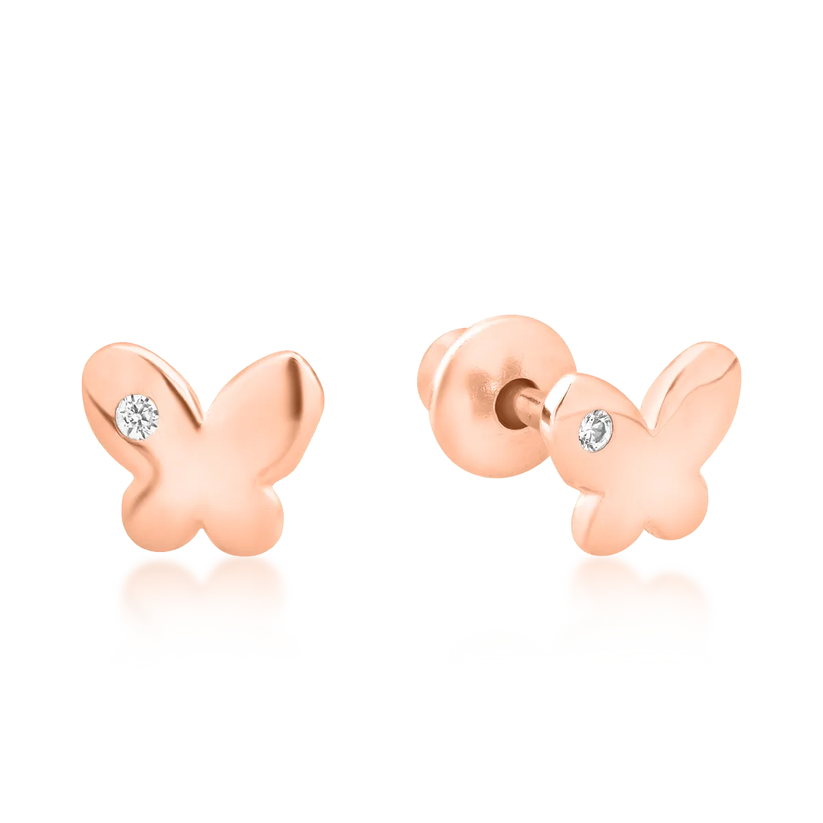 14K rose gold butterfly children earrings
