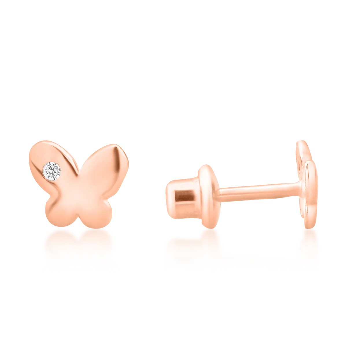 14K rose gold butterfly children earrings