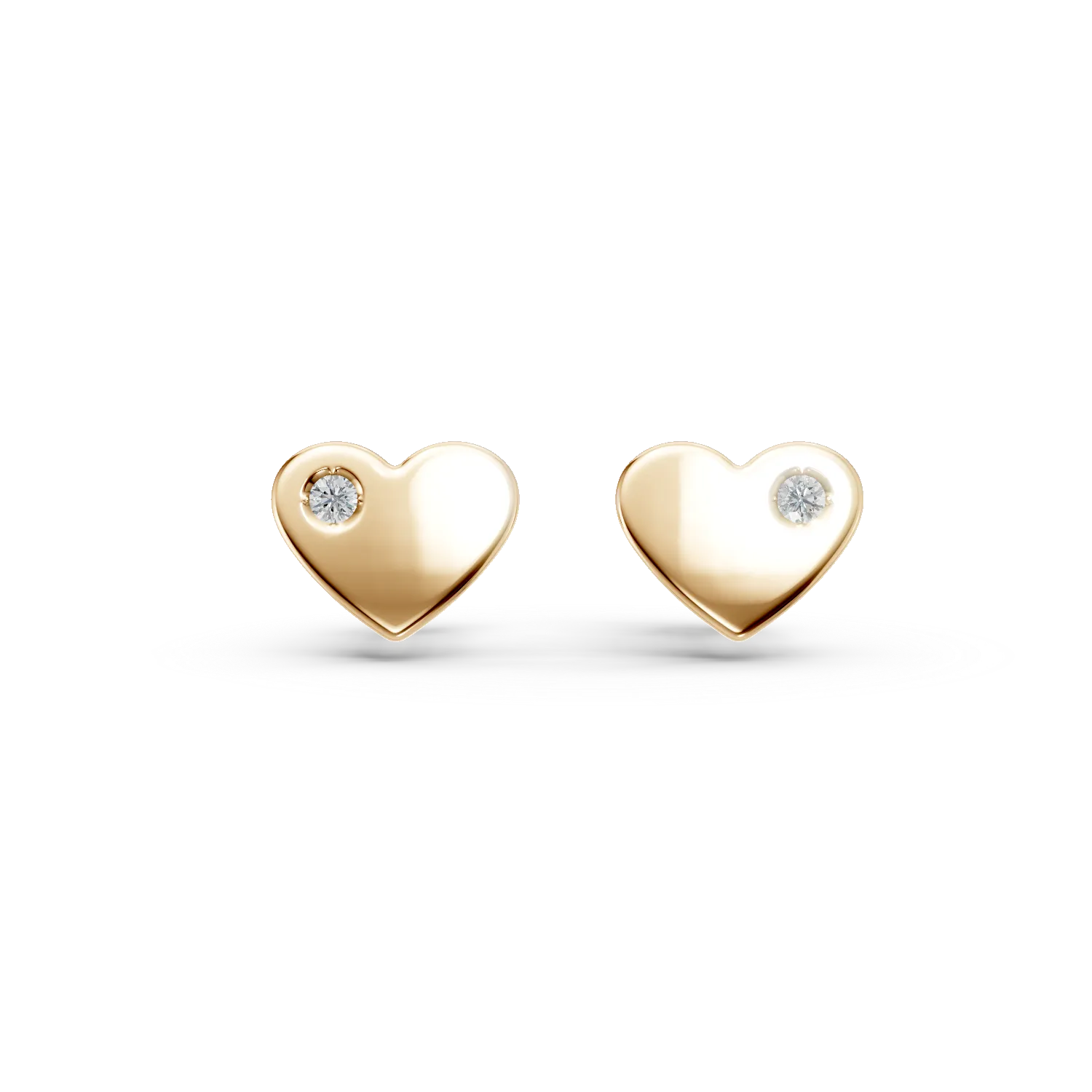 14K yellow gold children's earrings with heart