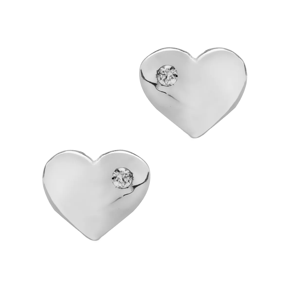 14K white gold heart children earrings