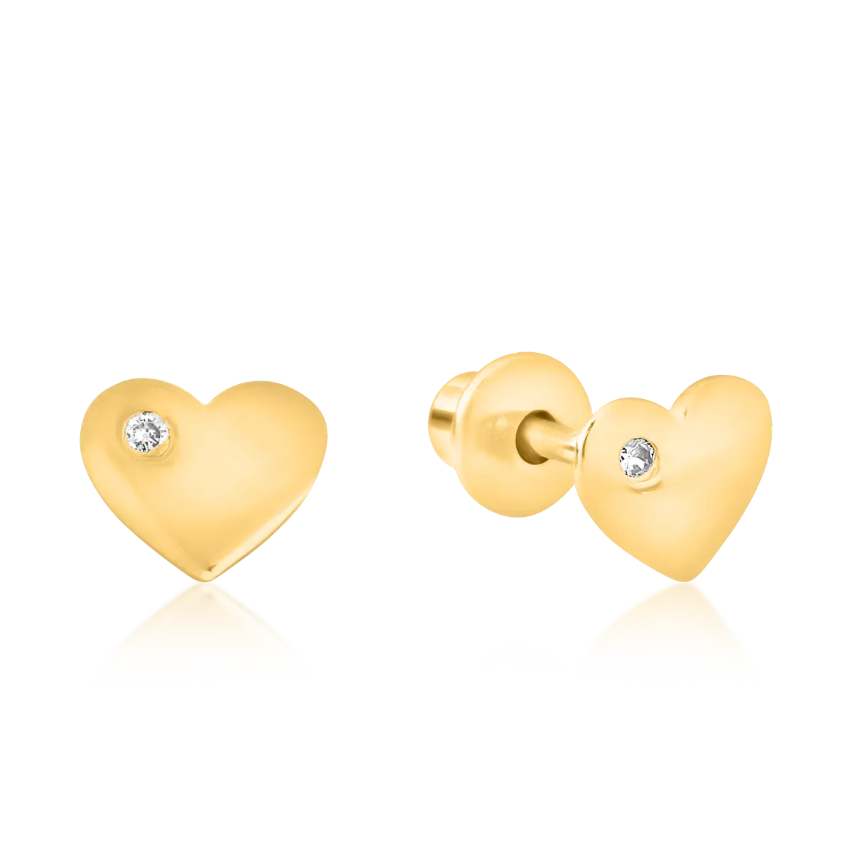 Детски обеци със сърца, изработени от 14К жълто злато