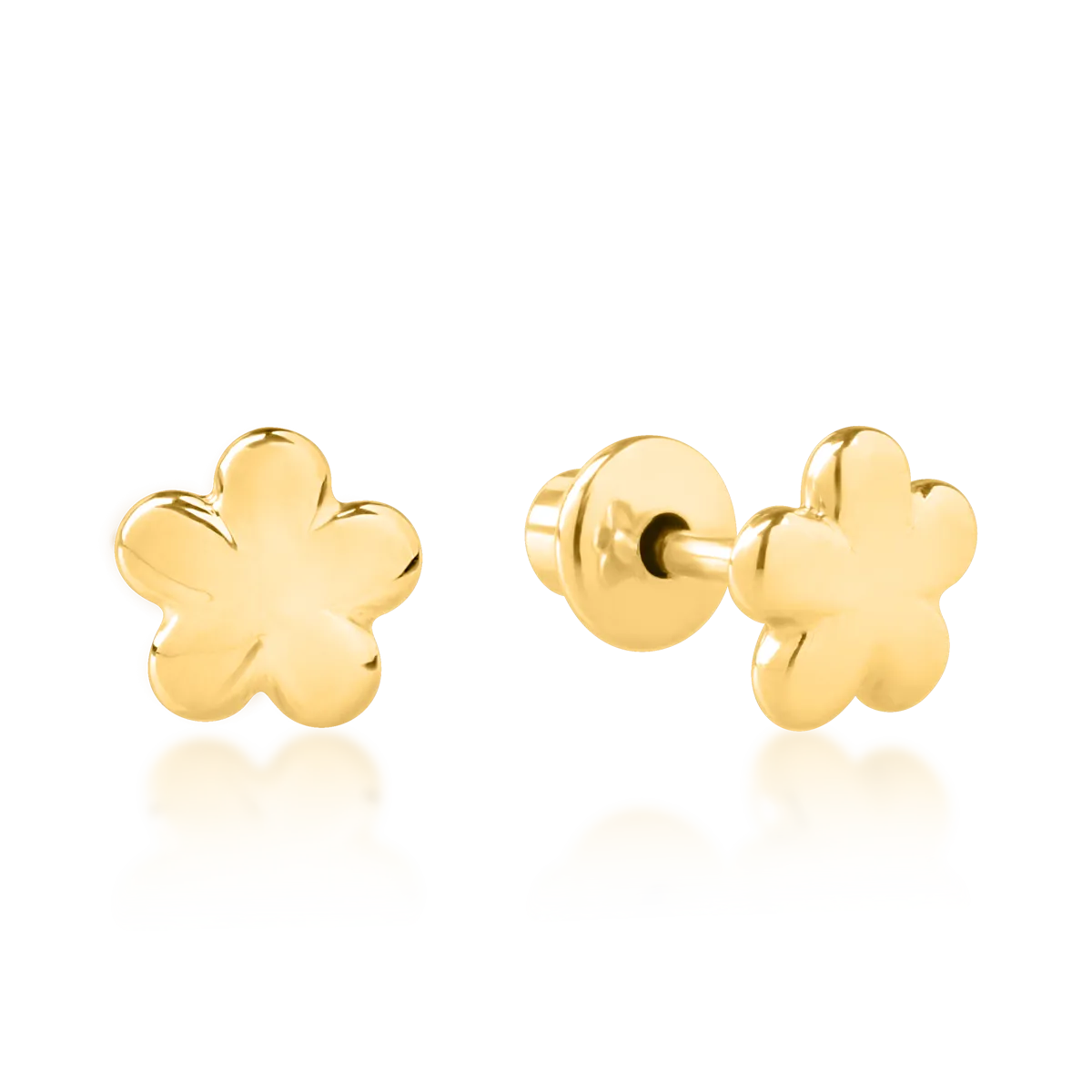 Cercei floare din aur galben de 14K