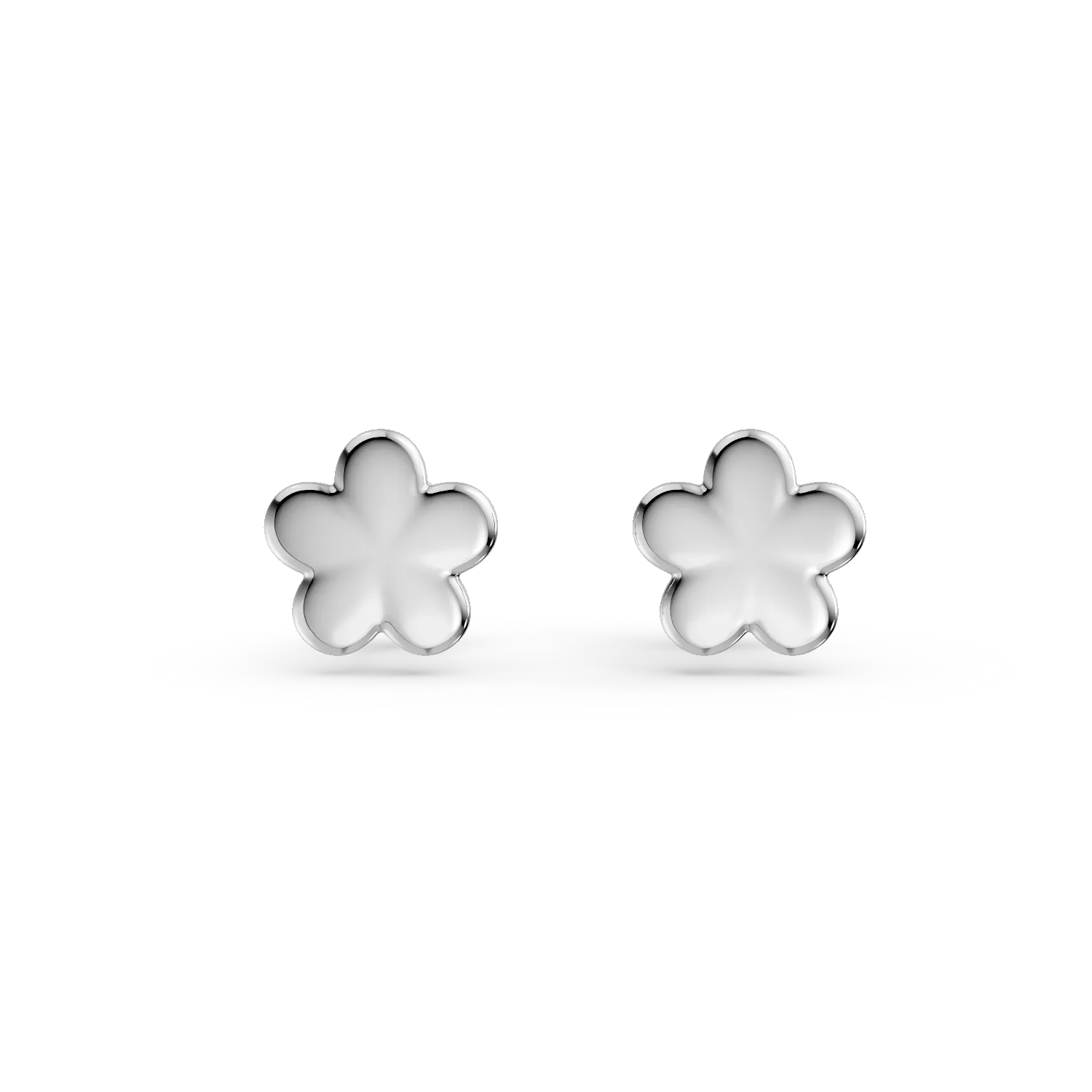14K white gold flowers children earrings-1640