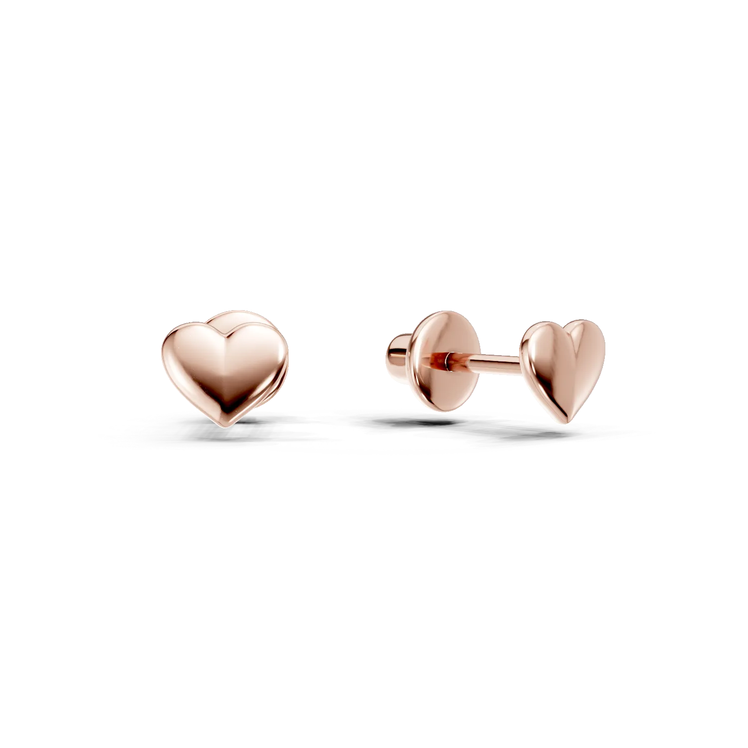 Cercei pentru copii cu inimioare din aur roz de 14K