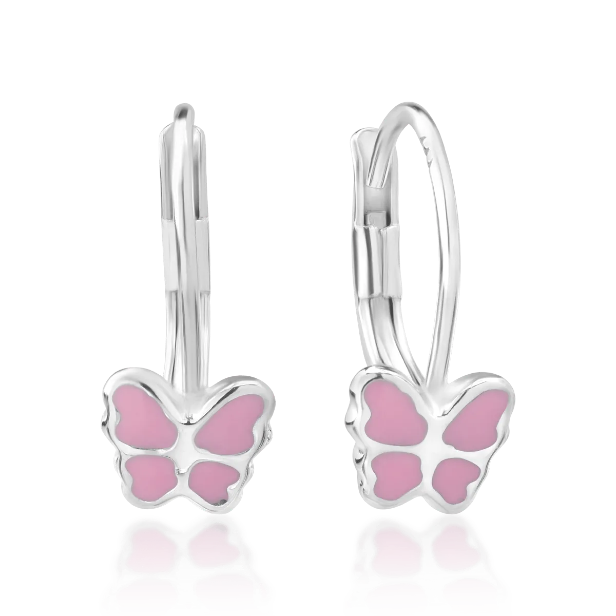 14K white gold butterfly children earrings