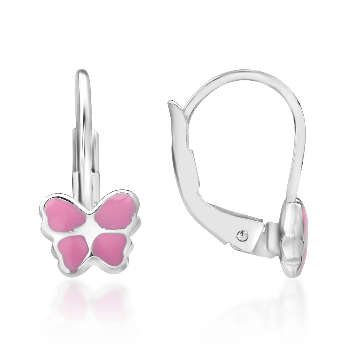 Fülbevalók gyermekeknek pillangóval 14K-os fehér aranyból