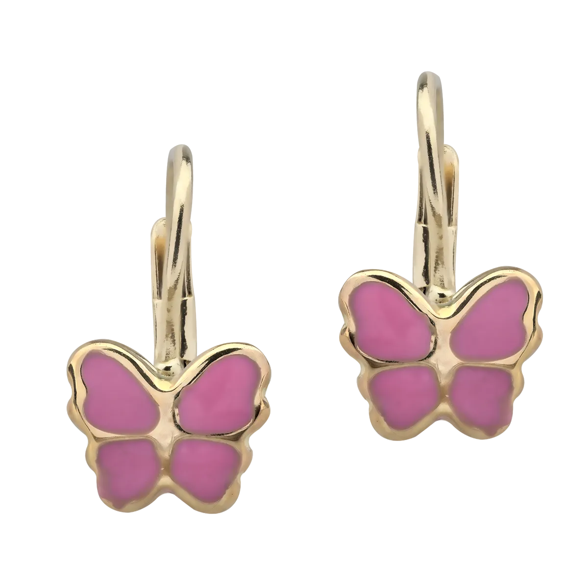 14K yellow gold butterflies children earrings-1657