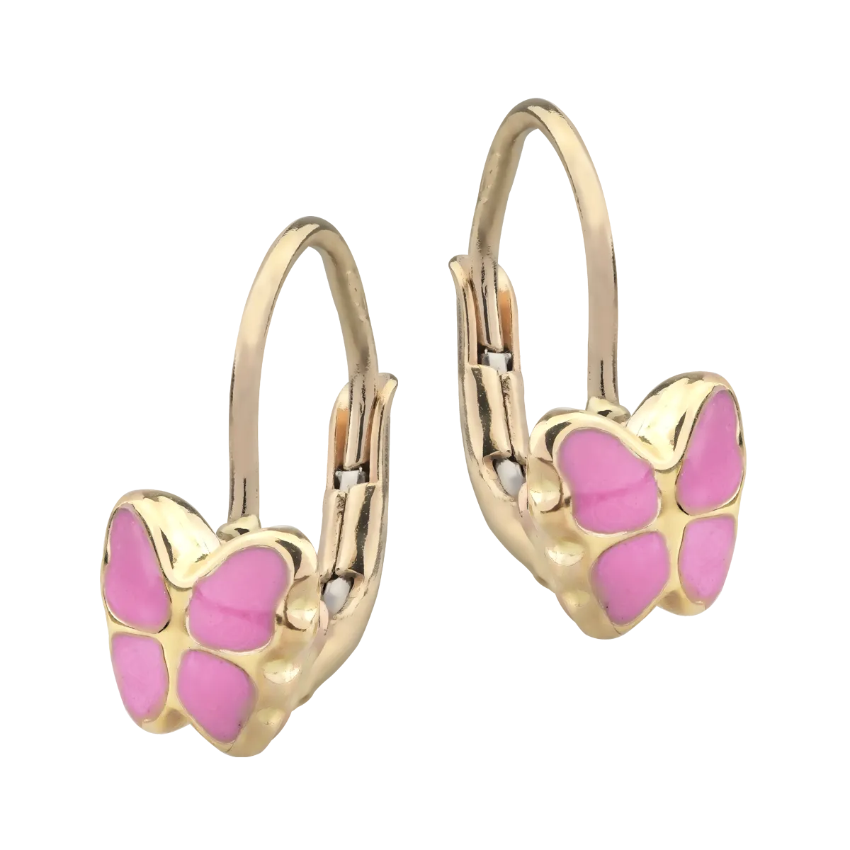 14K yellow gold butterflies children earrings