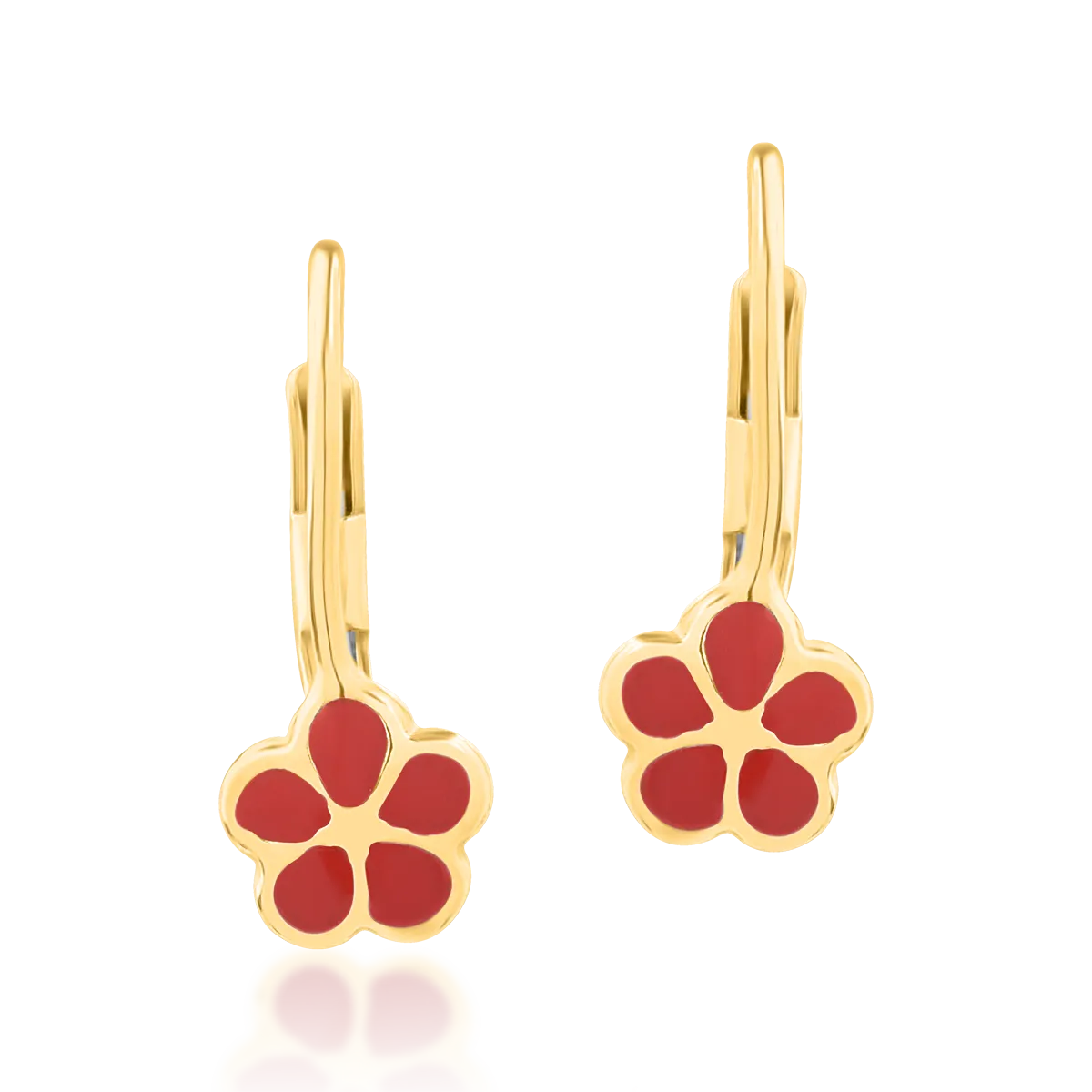 14K yellow gold flowers children earrings