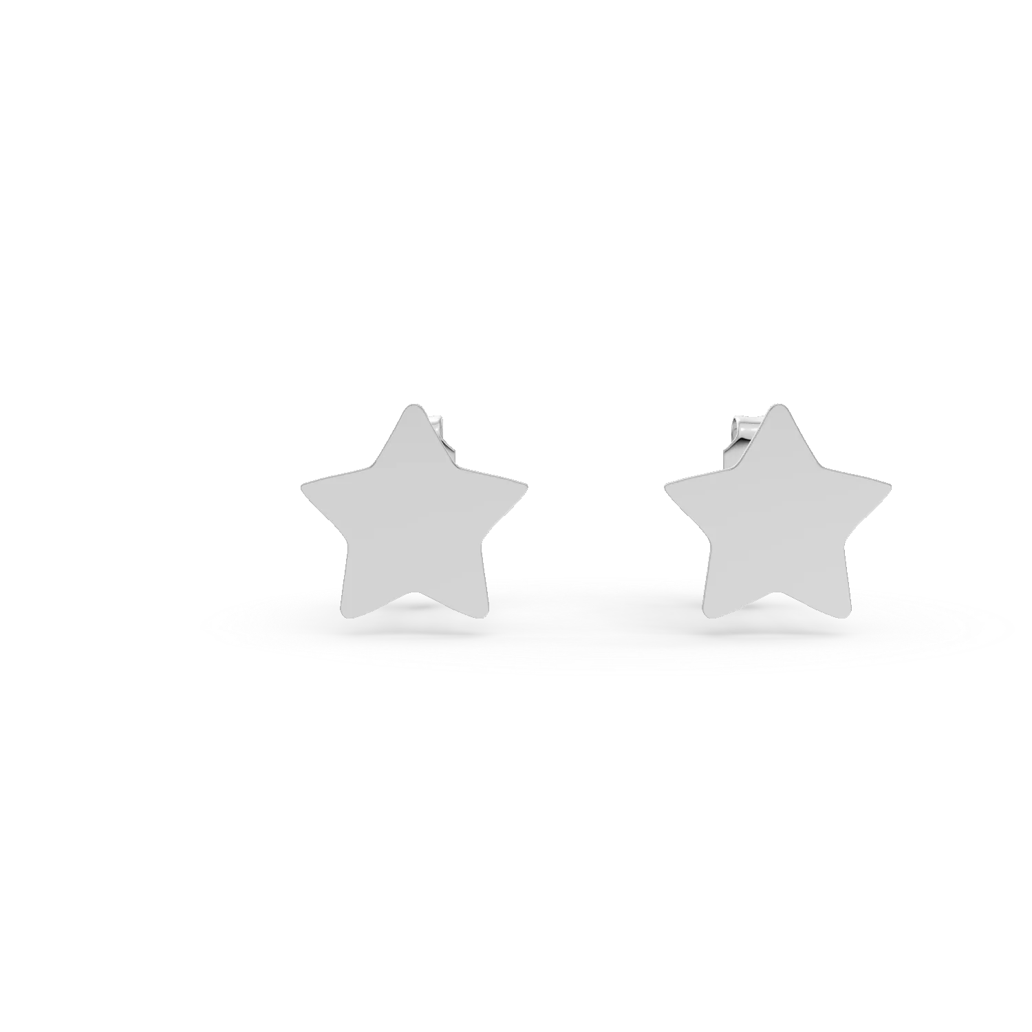 14K white gold star earrings